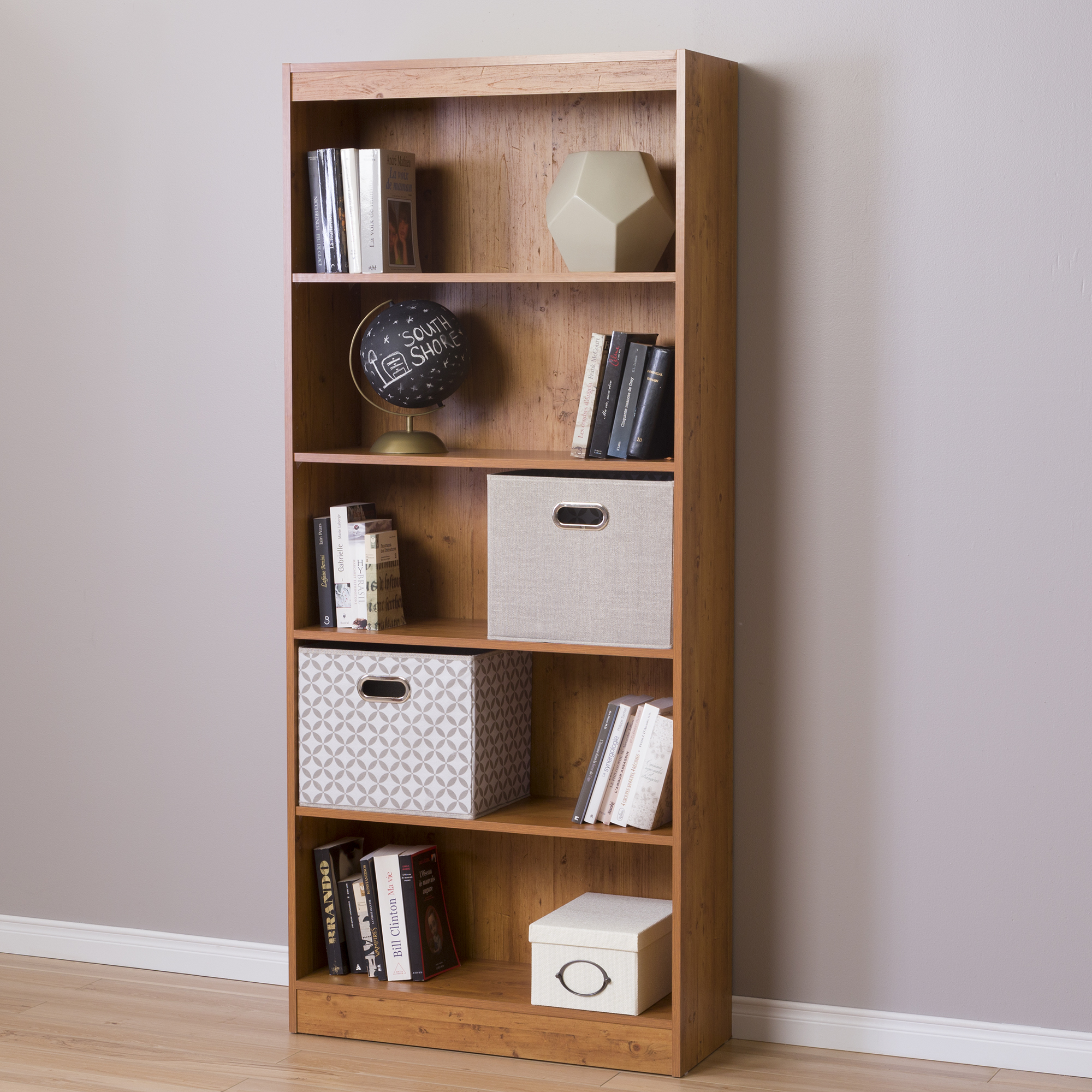 South Shore Axess 5-Shelf Bookcase, Country Pine, Orange South Shore Axess 5-Shelf Bookcase, Country Pine, Orange