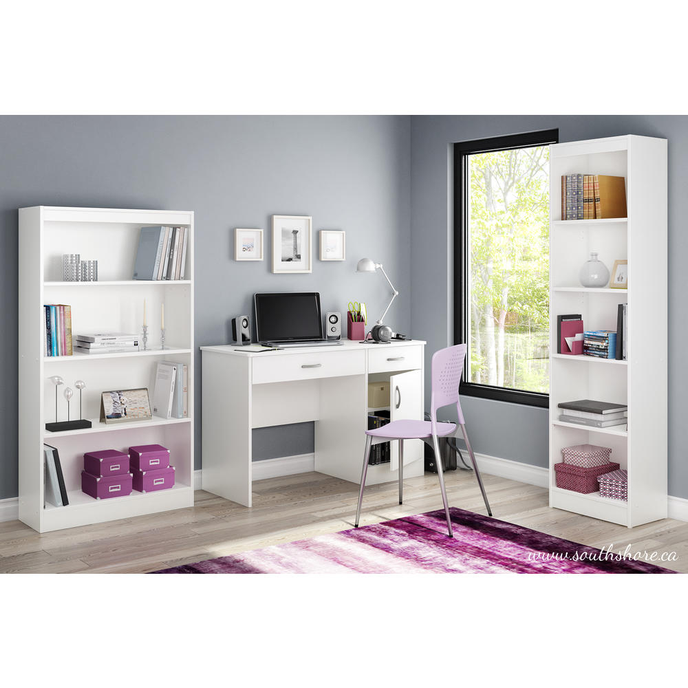 Axess 5-Shelf Narrow  Bookcase Pure White