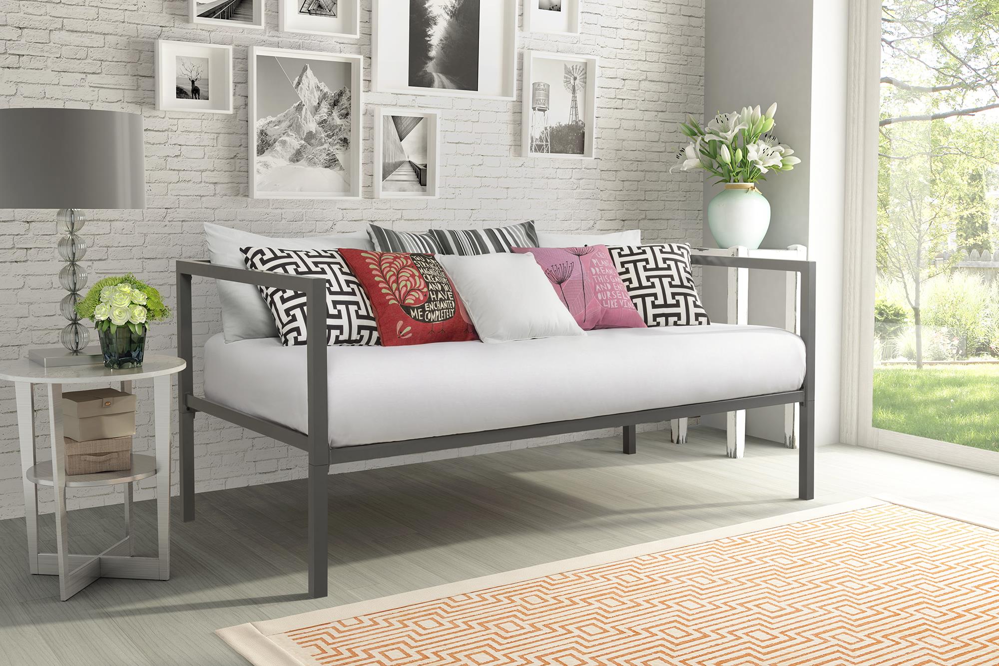 Dorel Modern Tribeca Gunmetal Gray Metal Daybed