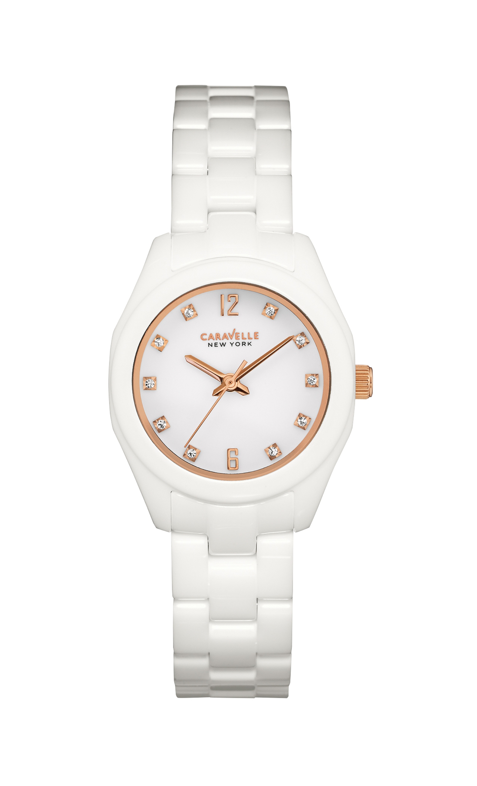 Ladies Caravelle White Ceramic Watch, Women's