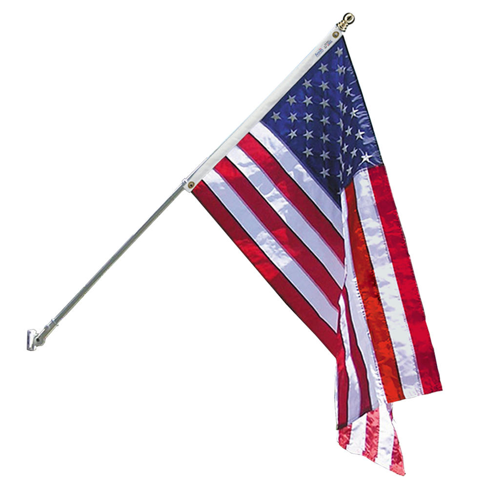 Annin Flagmakers American Flag & Flagpole Set - 6 ft. 2 Piece White Spinning Pole Rotates with 3x5' US Flag, SolarGuard Nylon, Estate Set