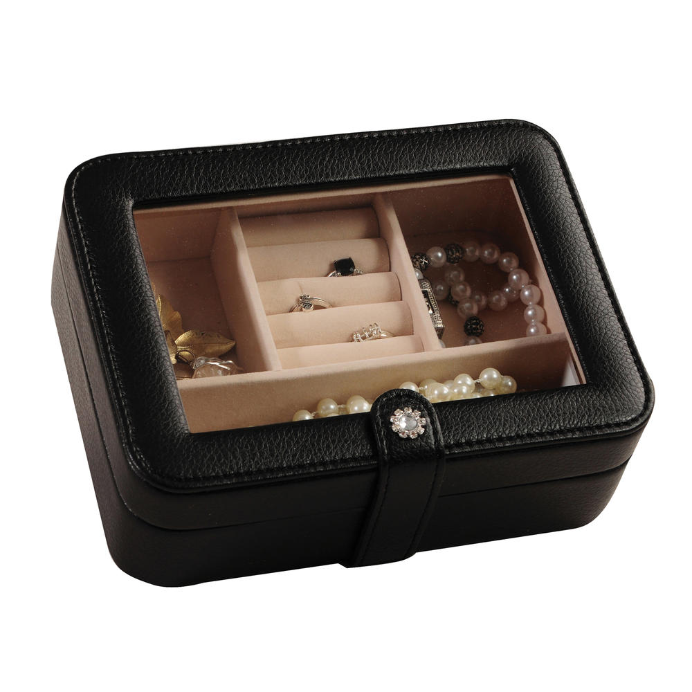 Mele & Co. Rio Faux Leather Glass Top Jewelry Box