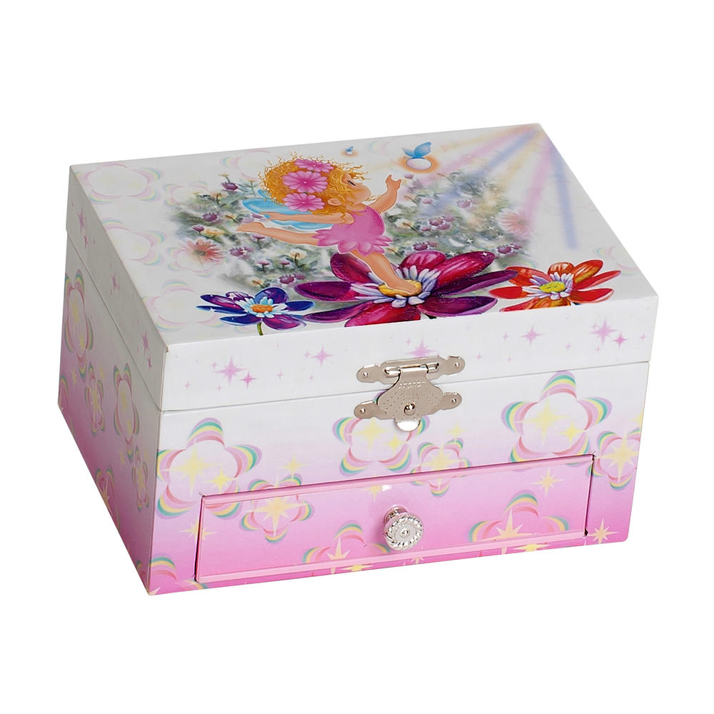 Ashley Girl's Musical Ballerina Fairy and Flowers Jewelry box