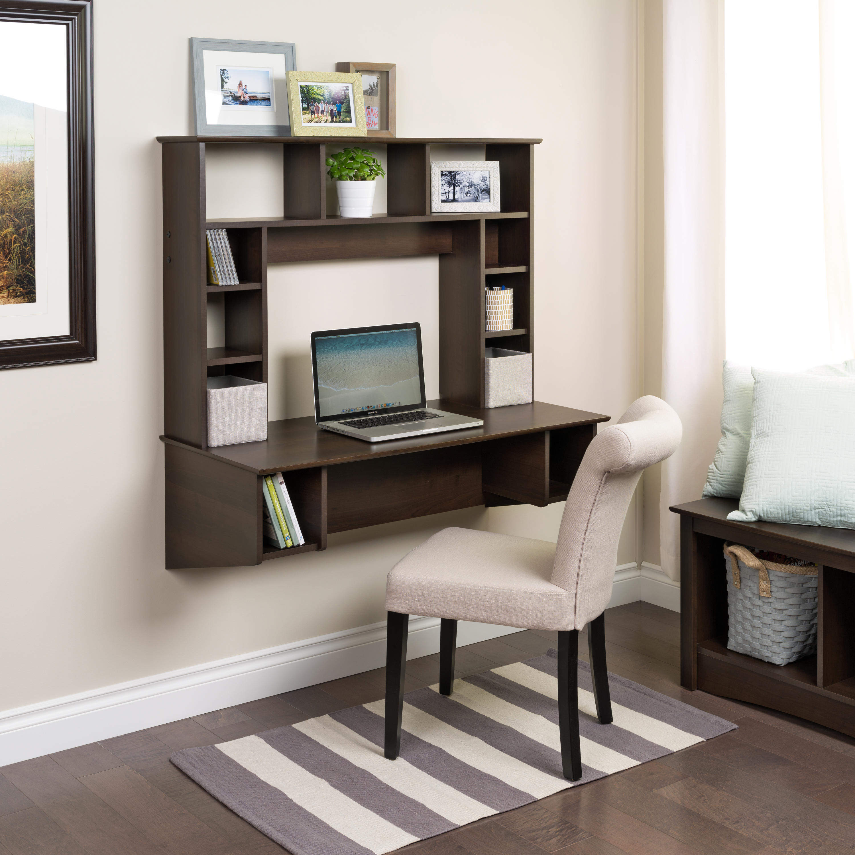 Wall mounted desk with shelves interior & exterior design - .