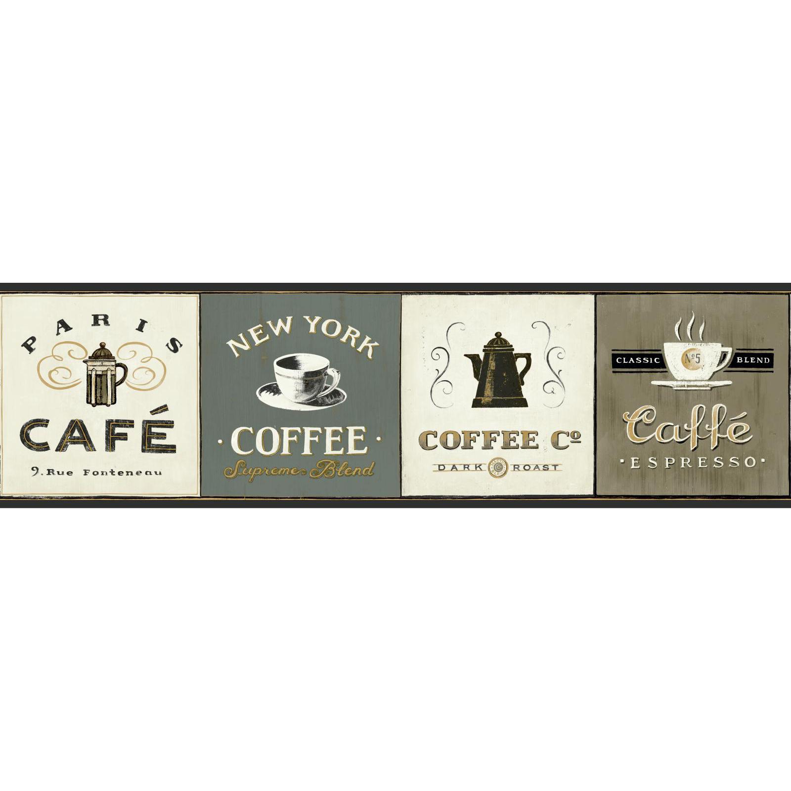 York Wallcoverings American Classics Coffee Signs Border