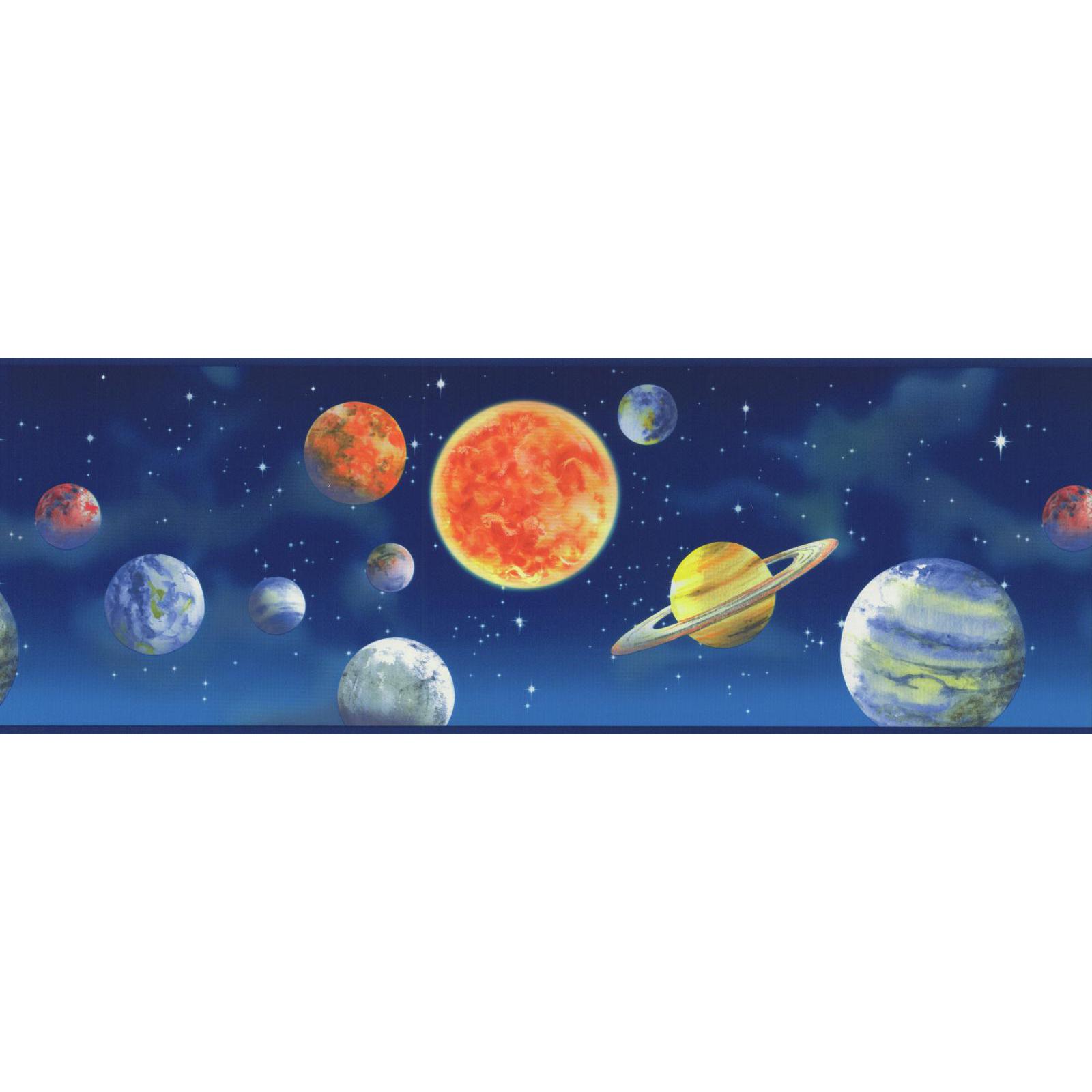 York Wallcoverings Kids  Planets Border in Blue, Red, Yellow