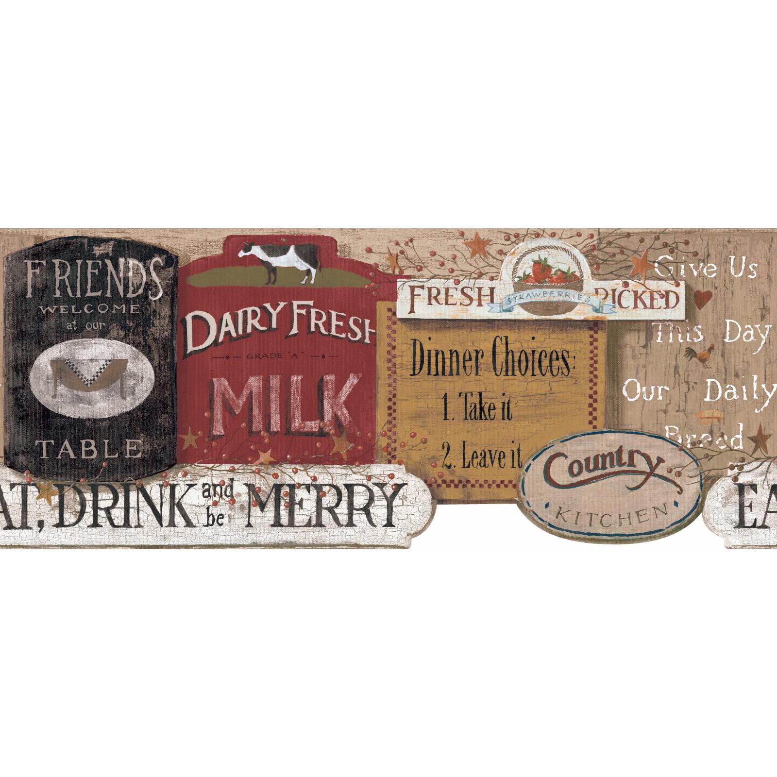 York Wallcoverings Welcome Home Country Kitchen Sign Border