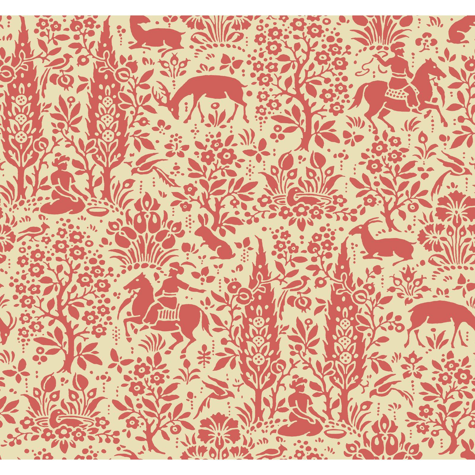 York Wallcoverings Orange & Yellow  Scenic Woodland Wallpaper in Coral, Beige