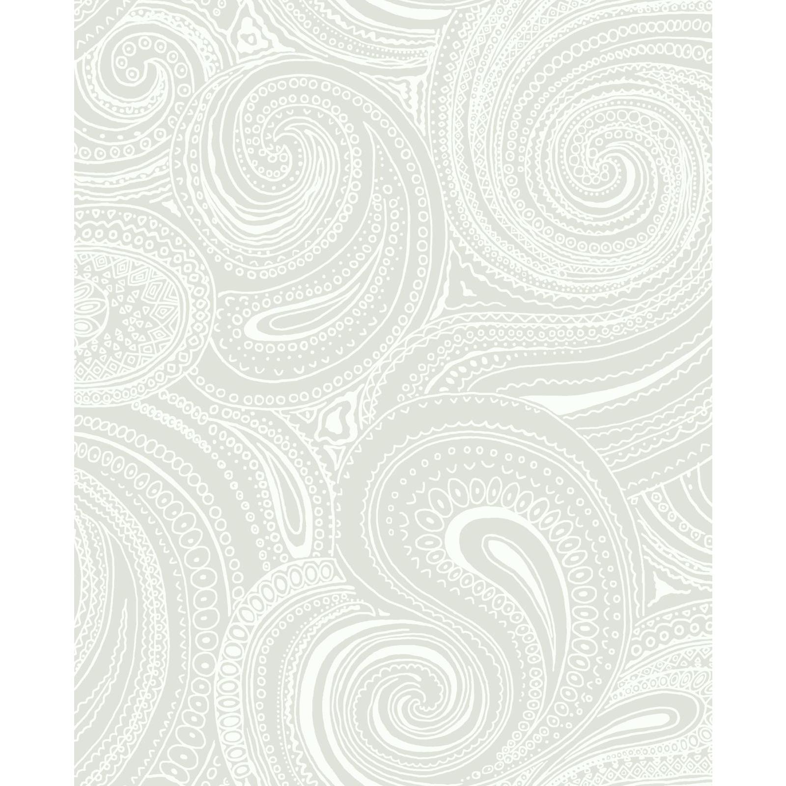 York Wallcoverings Beige  Paisley Swirl Wallpaper in Gray, White