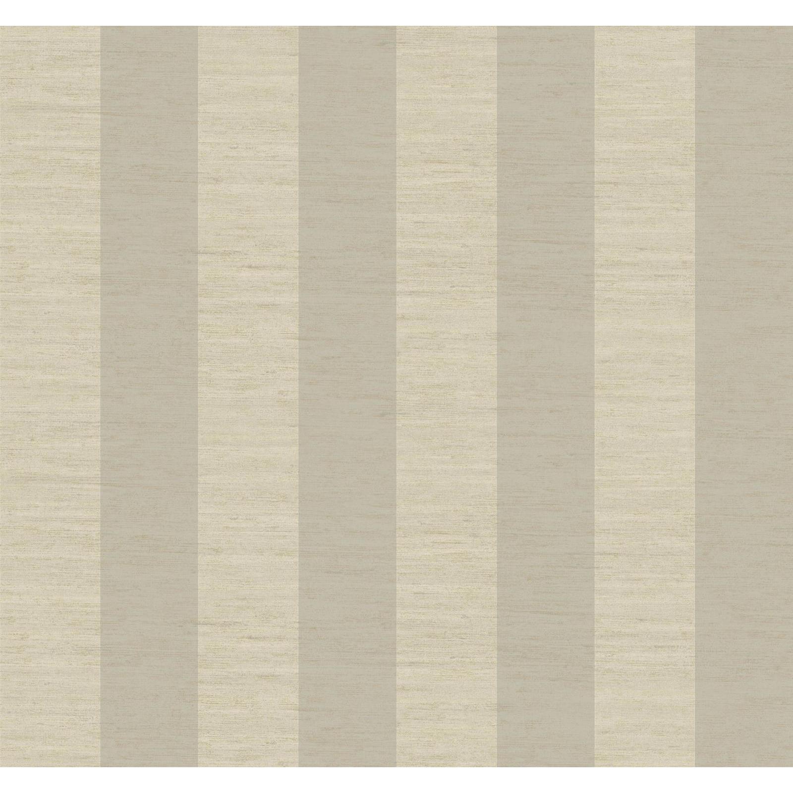 York Wallcoverings Metallics  3" Wide Stripe Wallpaper in Soft Silver Pearl Metallic, Lacey Cream, Hint of Linen Beige