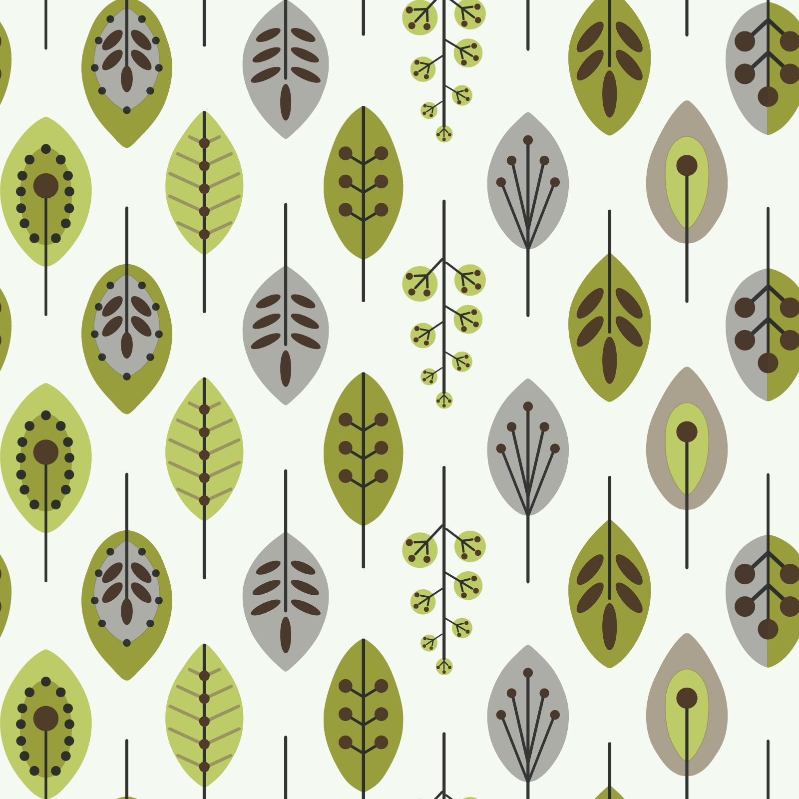 York Wallcoverings Green  Leaves Wallpaper in White, Lime, Brown