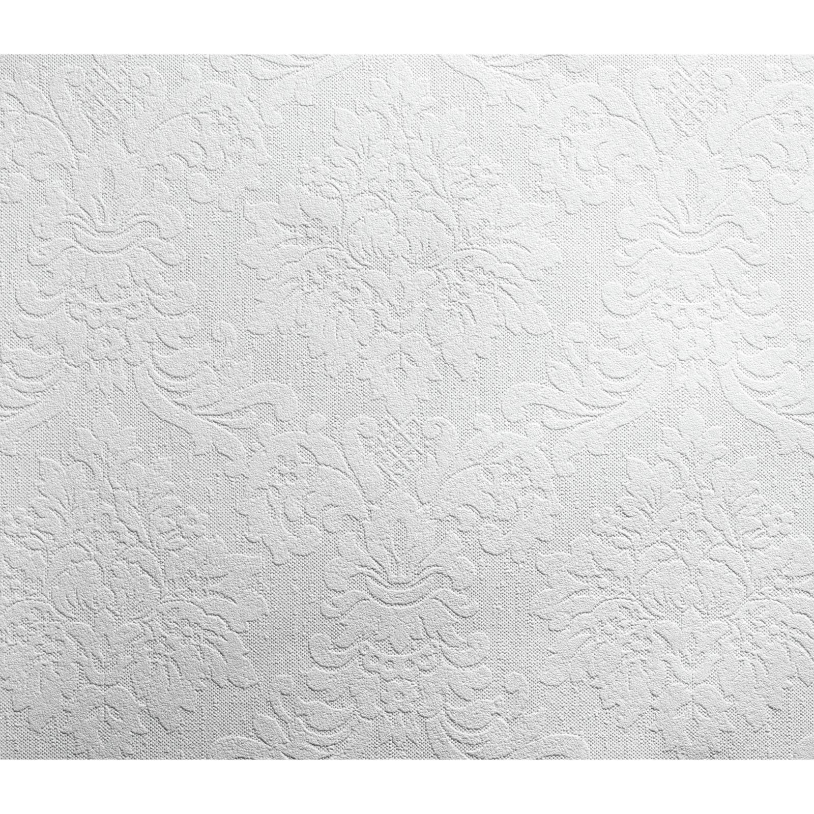 York Wallcoverings Black & White  Classic Damask Paintable Wallpaper in White