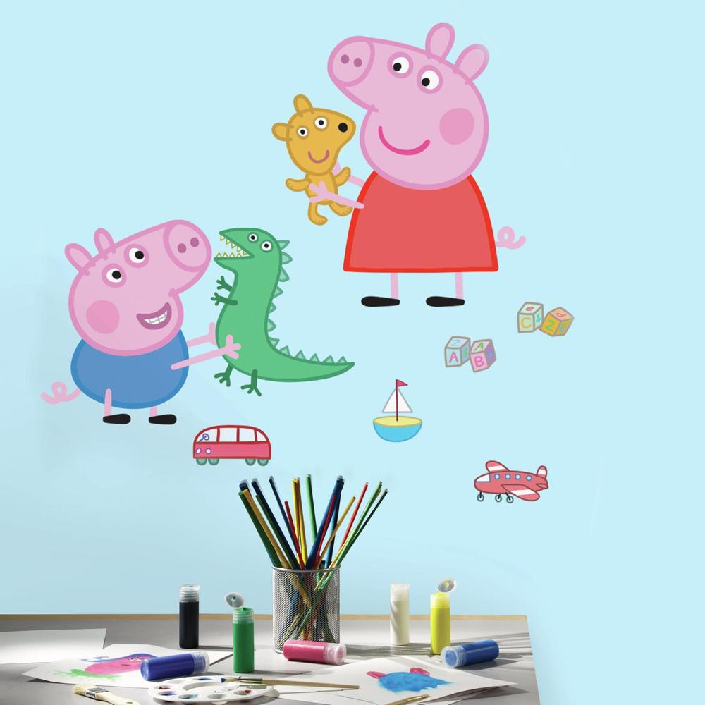 RoomMates Peppa the Pig - Peppa/George Playtime Peel and Stick Giant Wall Decals