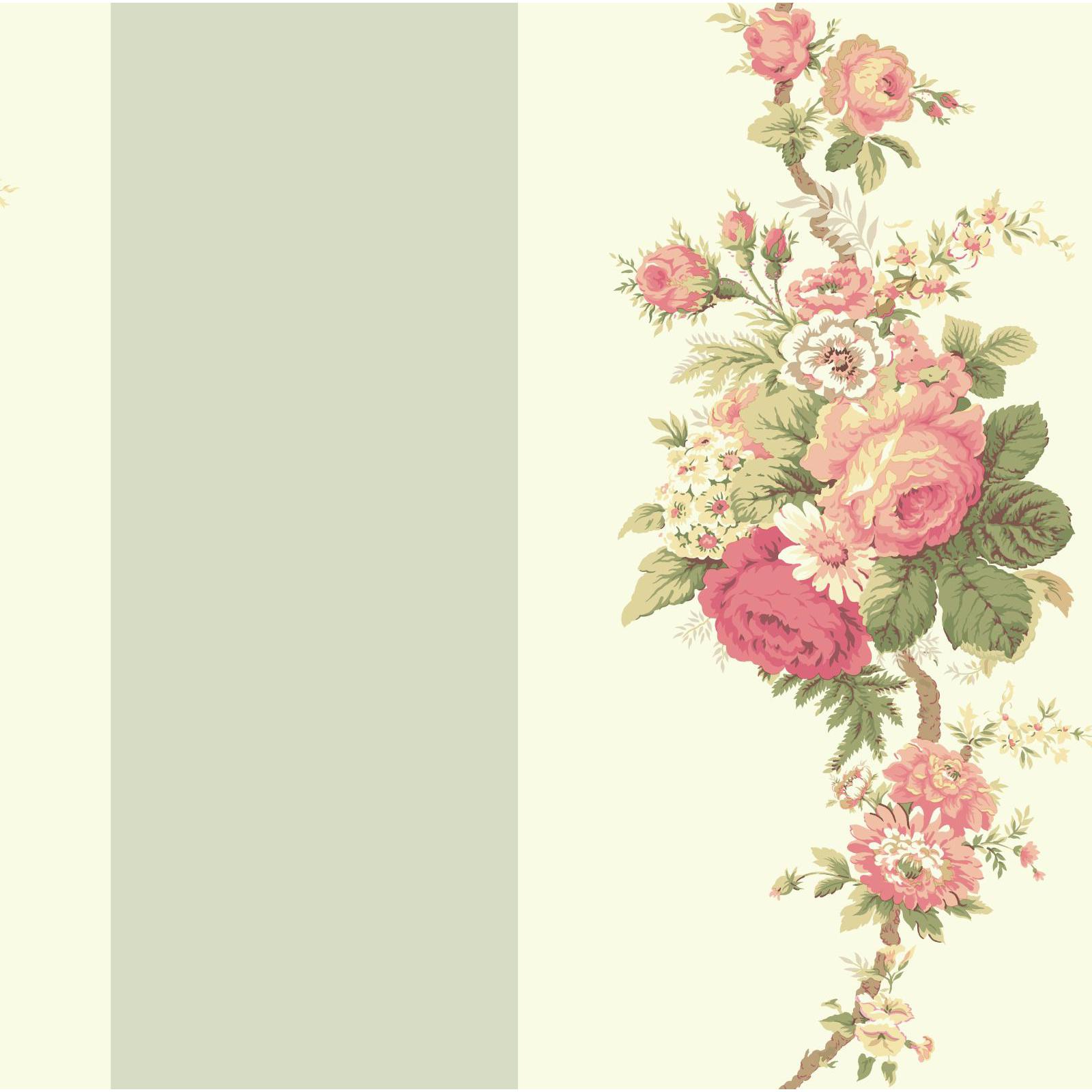Waverly Stripes Norfolk Rose Wallpaper