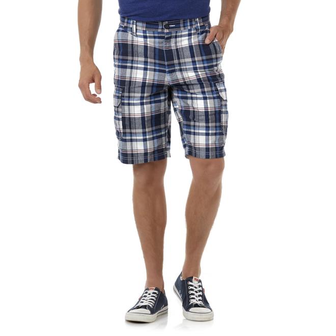 Basic Editions Men's Big & Tall Cargo Shorts Plaid
