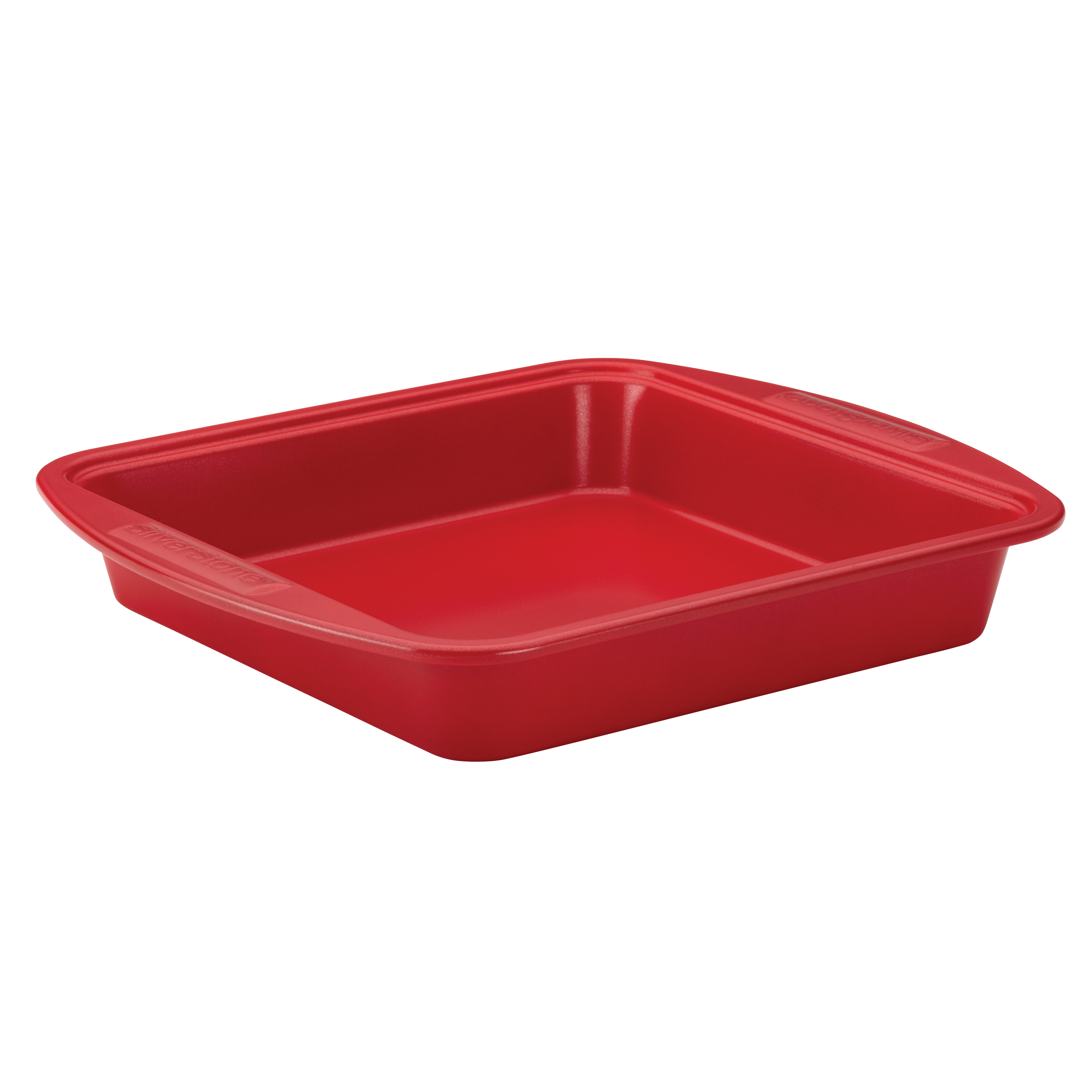 Silverstone Hybrid Ceramic Nonstick Bakeware Steel Square Cake Pan, 9-Inch x 9-Inch, Chili Red