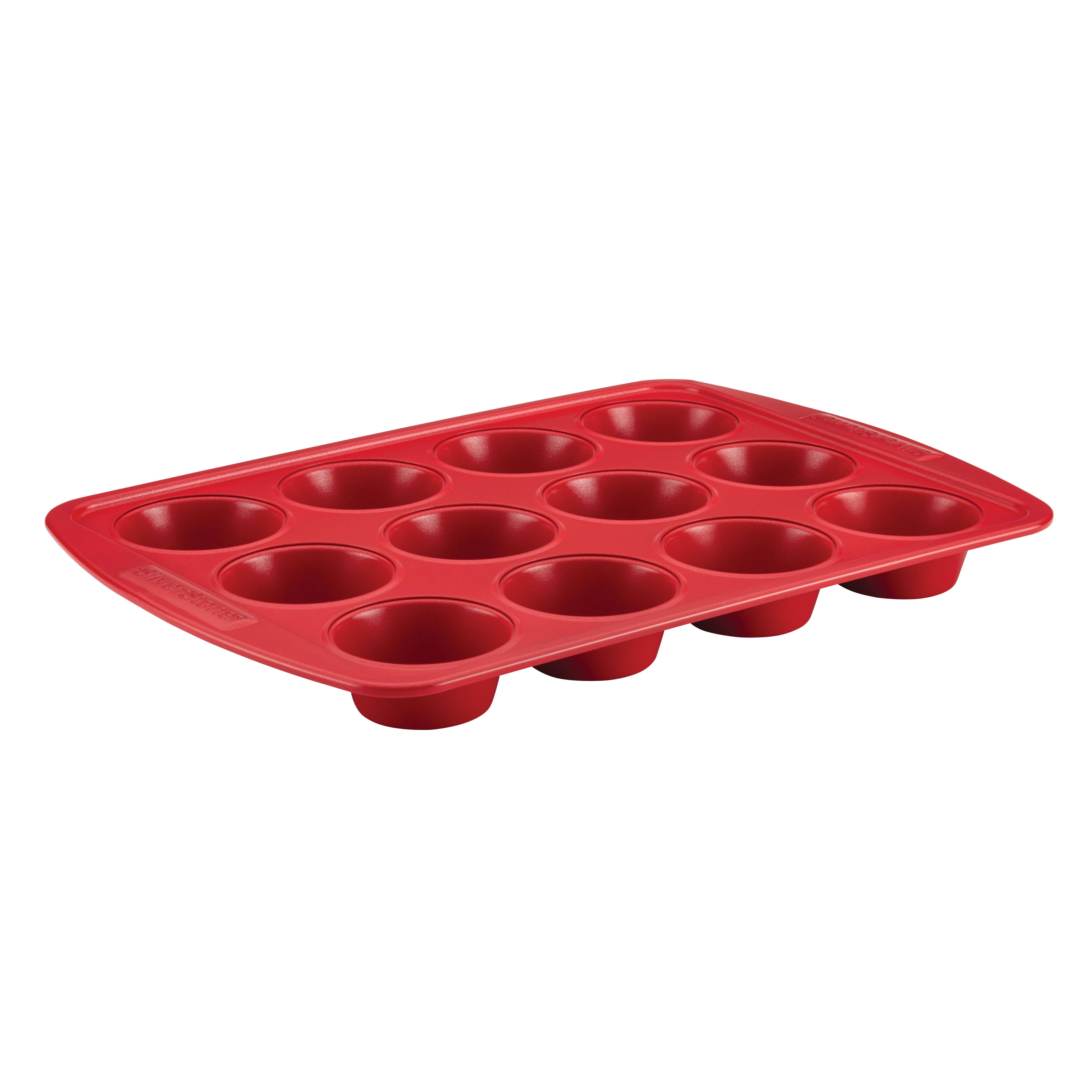 Silverstone Hybrid Ceramic Nonstick Bakeware Steel Cupcake & Muffin Pan, 12-Cup, Chili Red