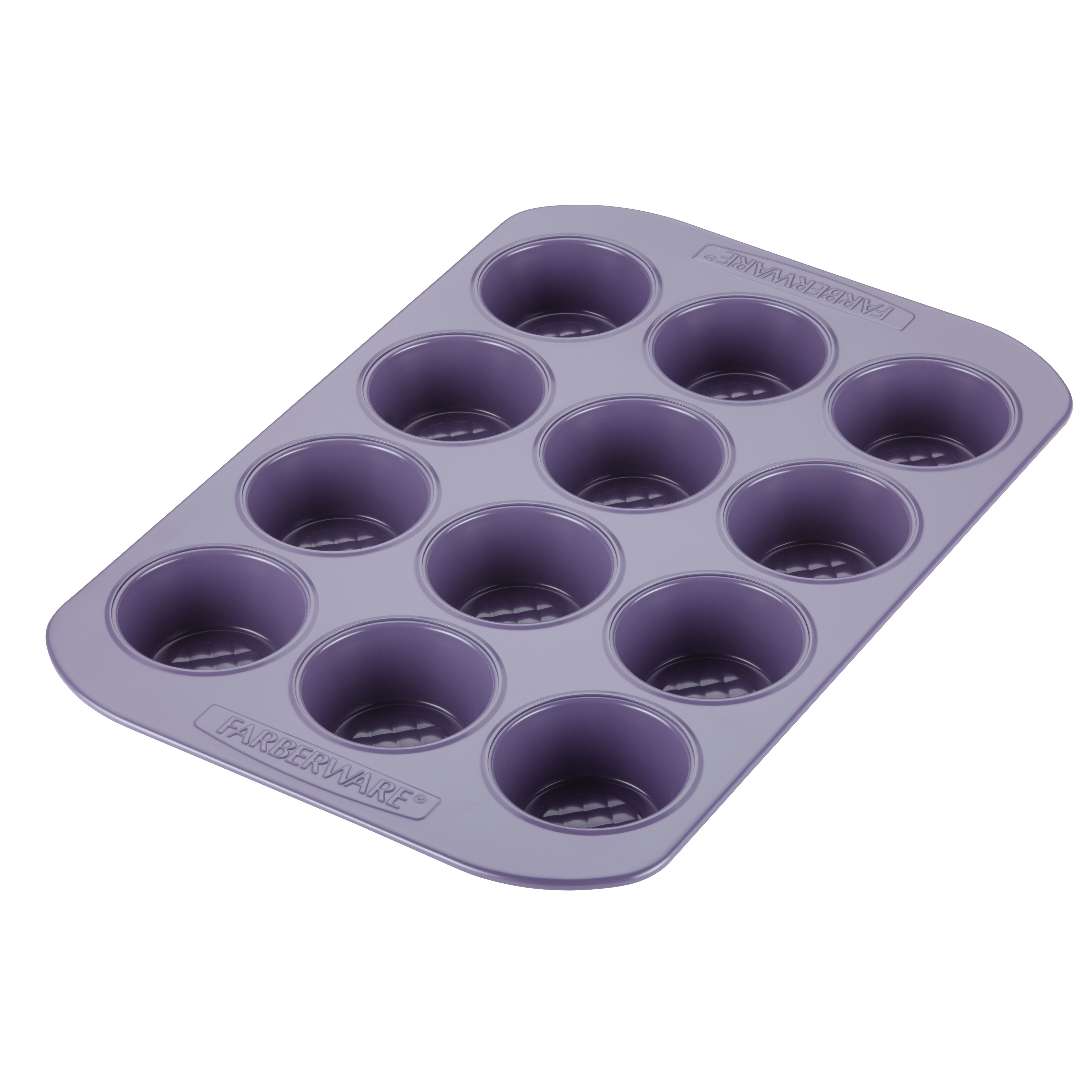 Farberware purECOok Hybrid Ceramic Nonstick Bakeware Muffin & Cupcake Pan, Lavender 12-Cup