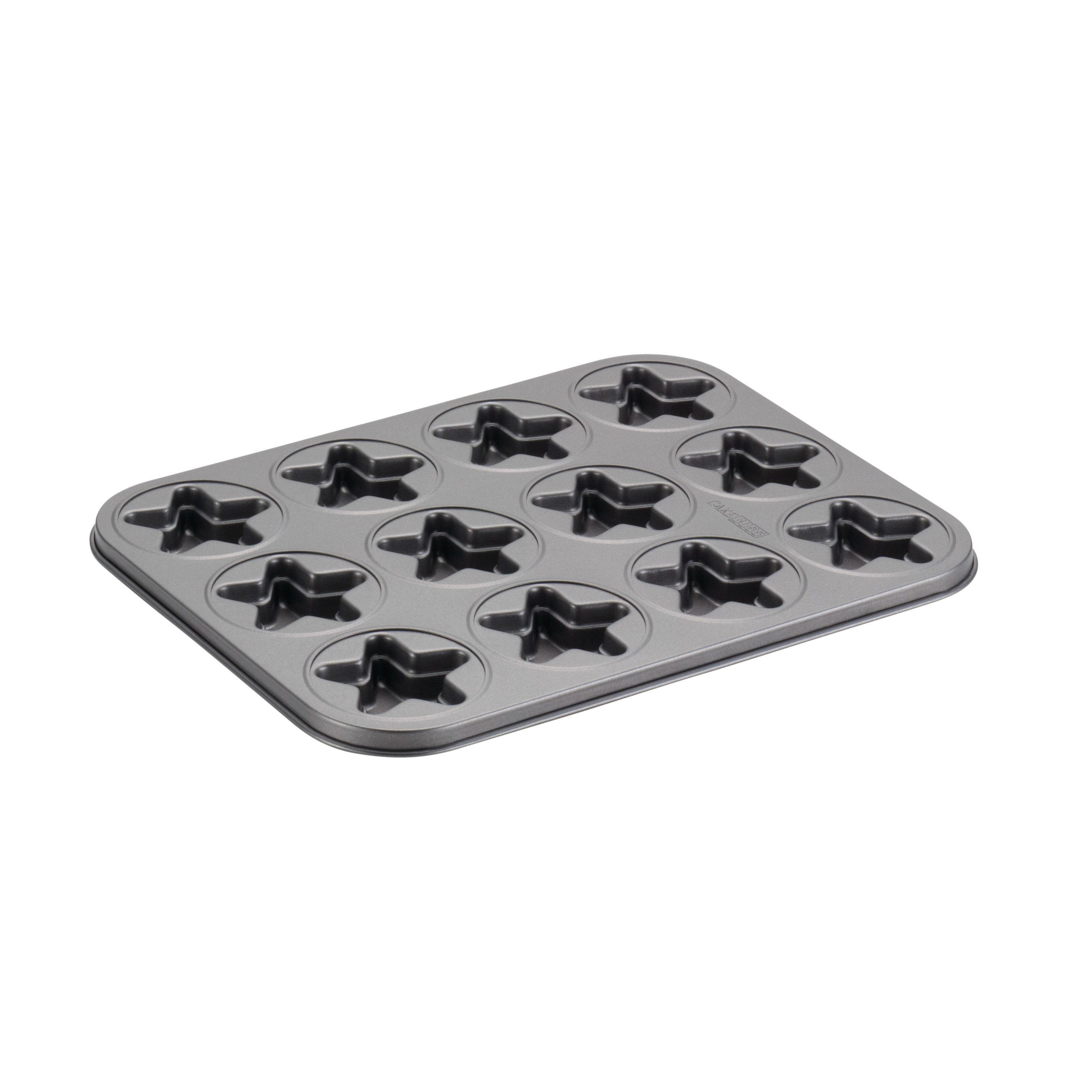 Cake Boss Novelty Nonstick Bakeware 12-Cup Star Molded Cookie Pan, Gray