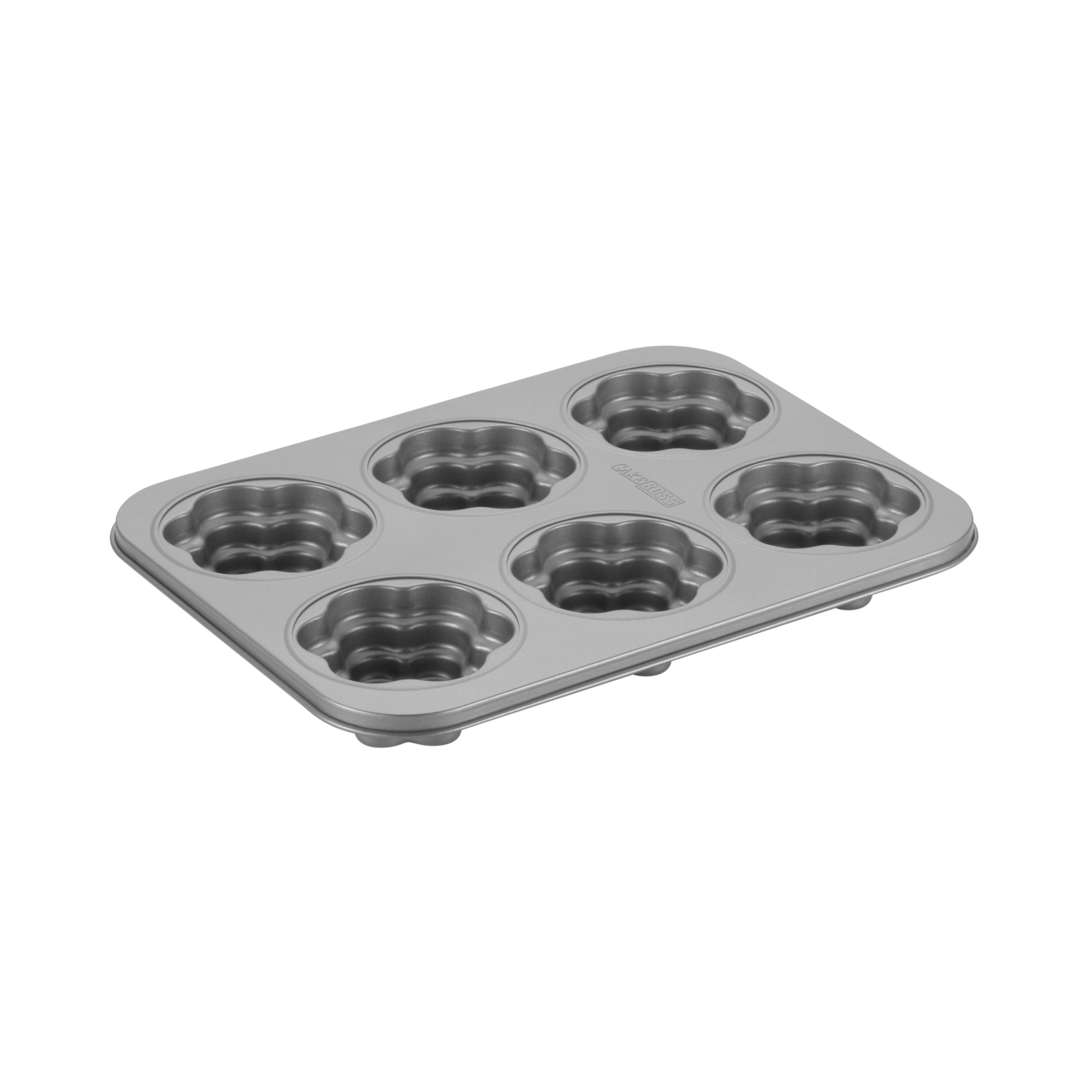Cake Boss Novelty Bakeware 6-Cup Nonstick Flower Cakelette Pan, Gray