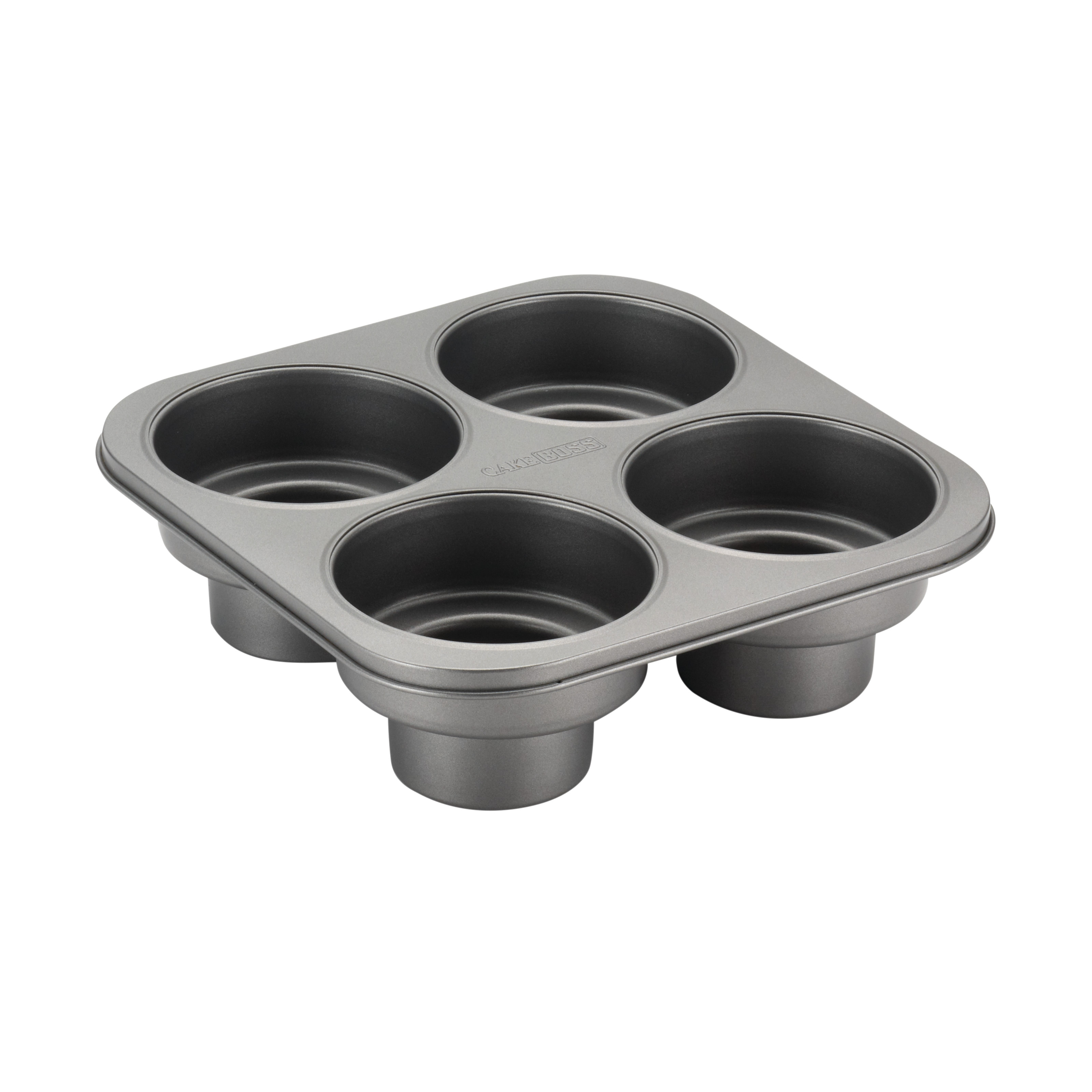 Cake Boss Novelty Bakeware Nonstick 4-Cup Round Cakelette Pan, Gray
