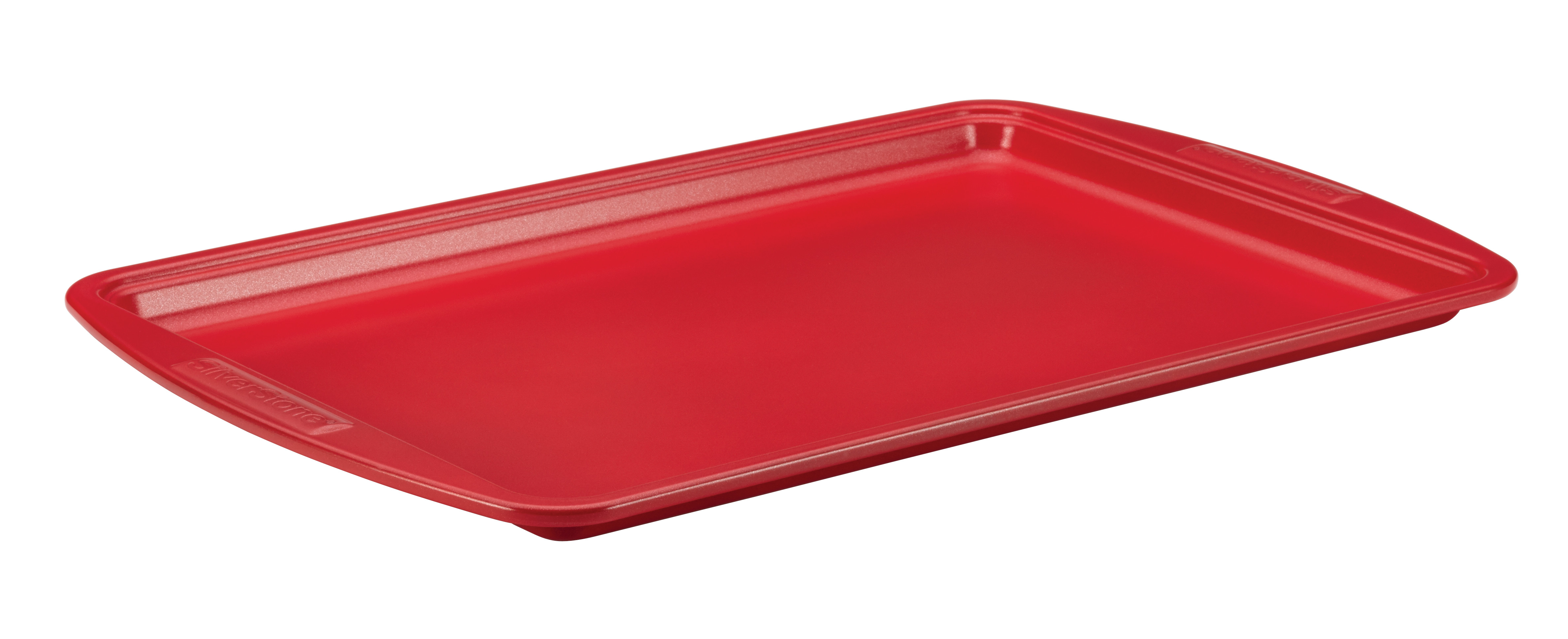 Silverstone Hybrid Ceramic Nonstick Bakeware, Steel Cookie Pan, 10-Inch x 15-Inch, Chili Red
