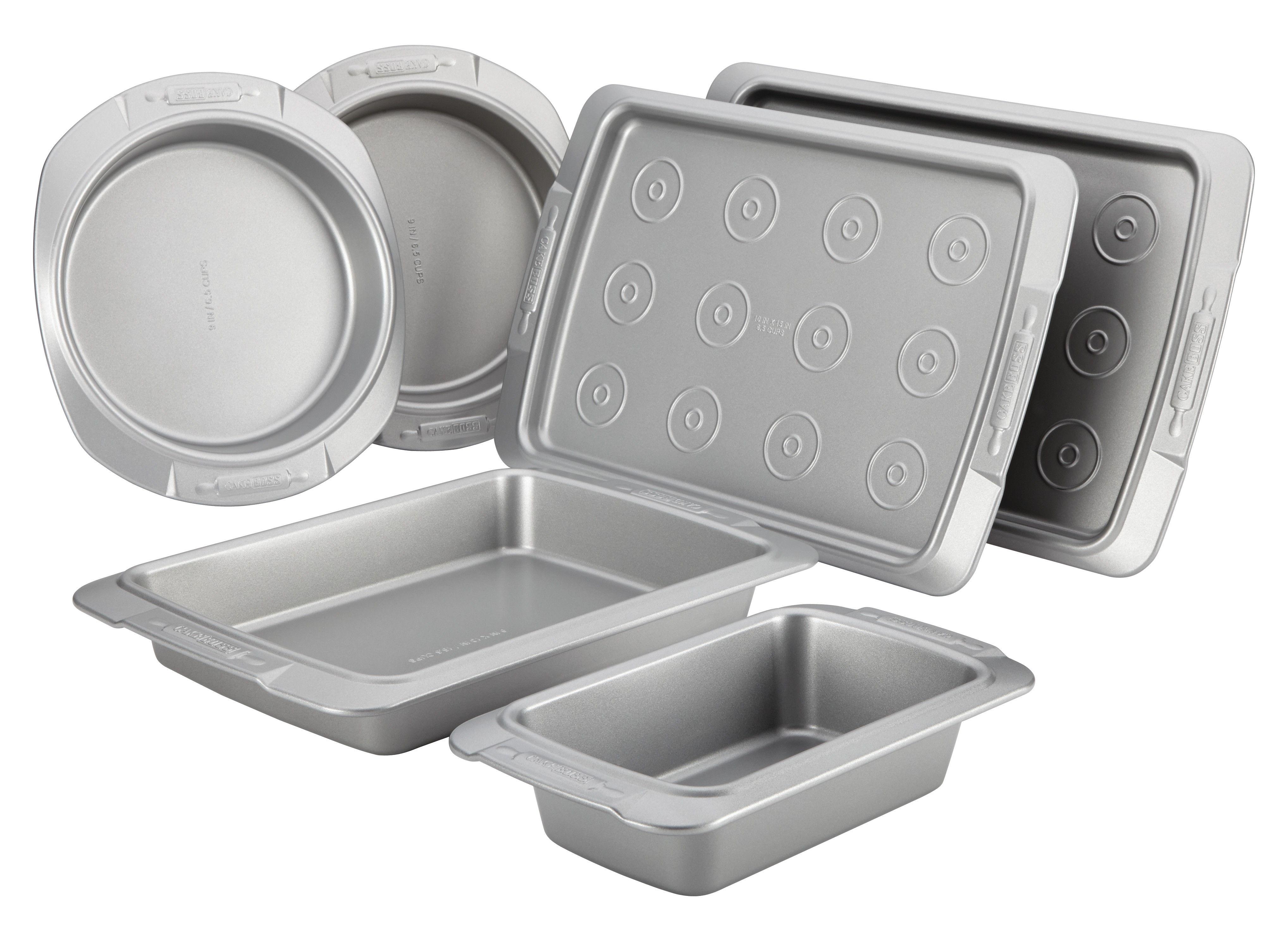 Cake Boss Deluxe Nonstick Bakeware 6-Piece Bakeware Set, Gray