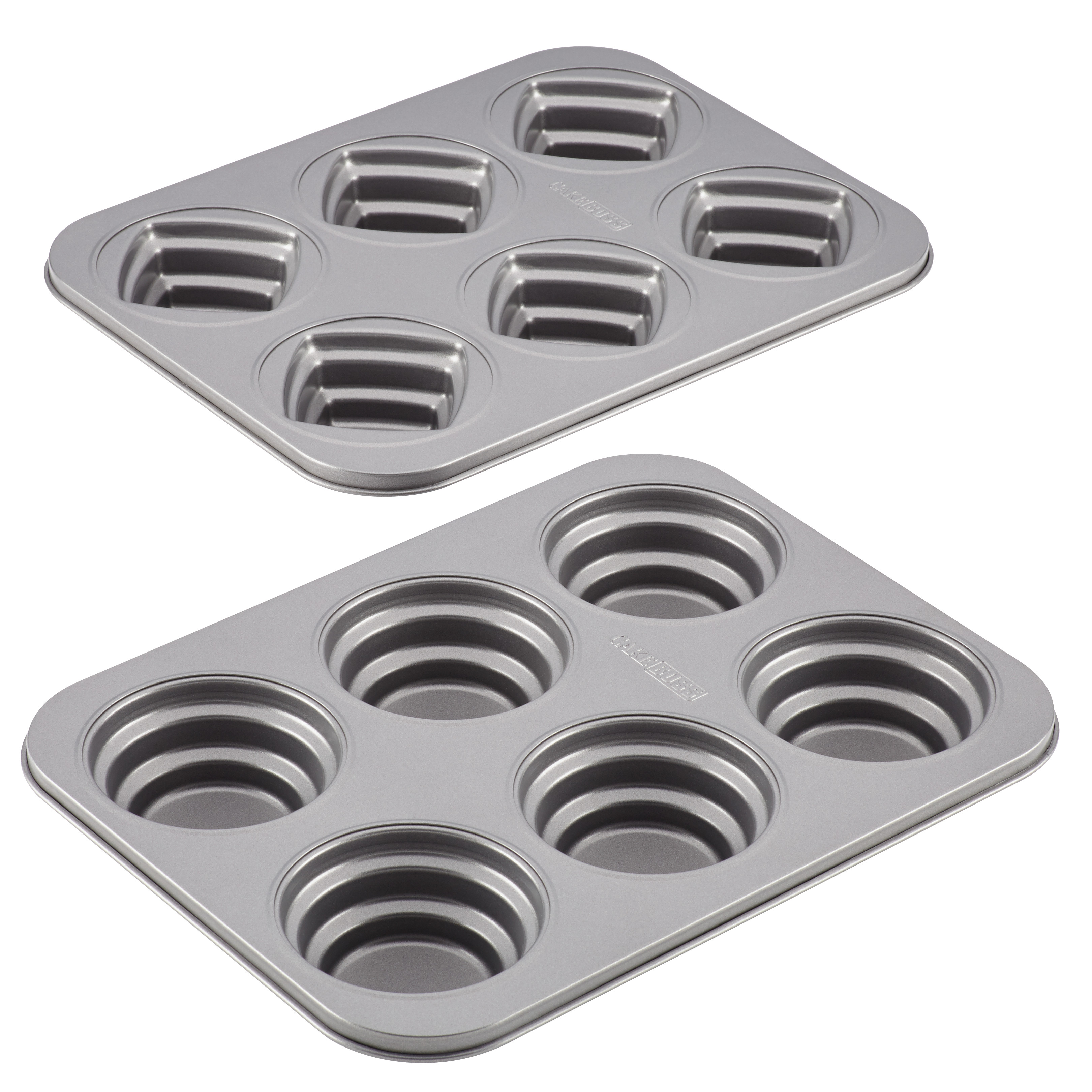 Cake Boss Novelty Nonstick Bakeware 2-Piece Round and Square Stacked Cakelette Pan Set