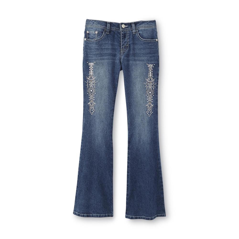 Girl's Embroidered Skinny Flare Jeans