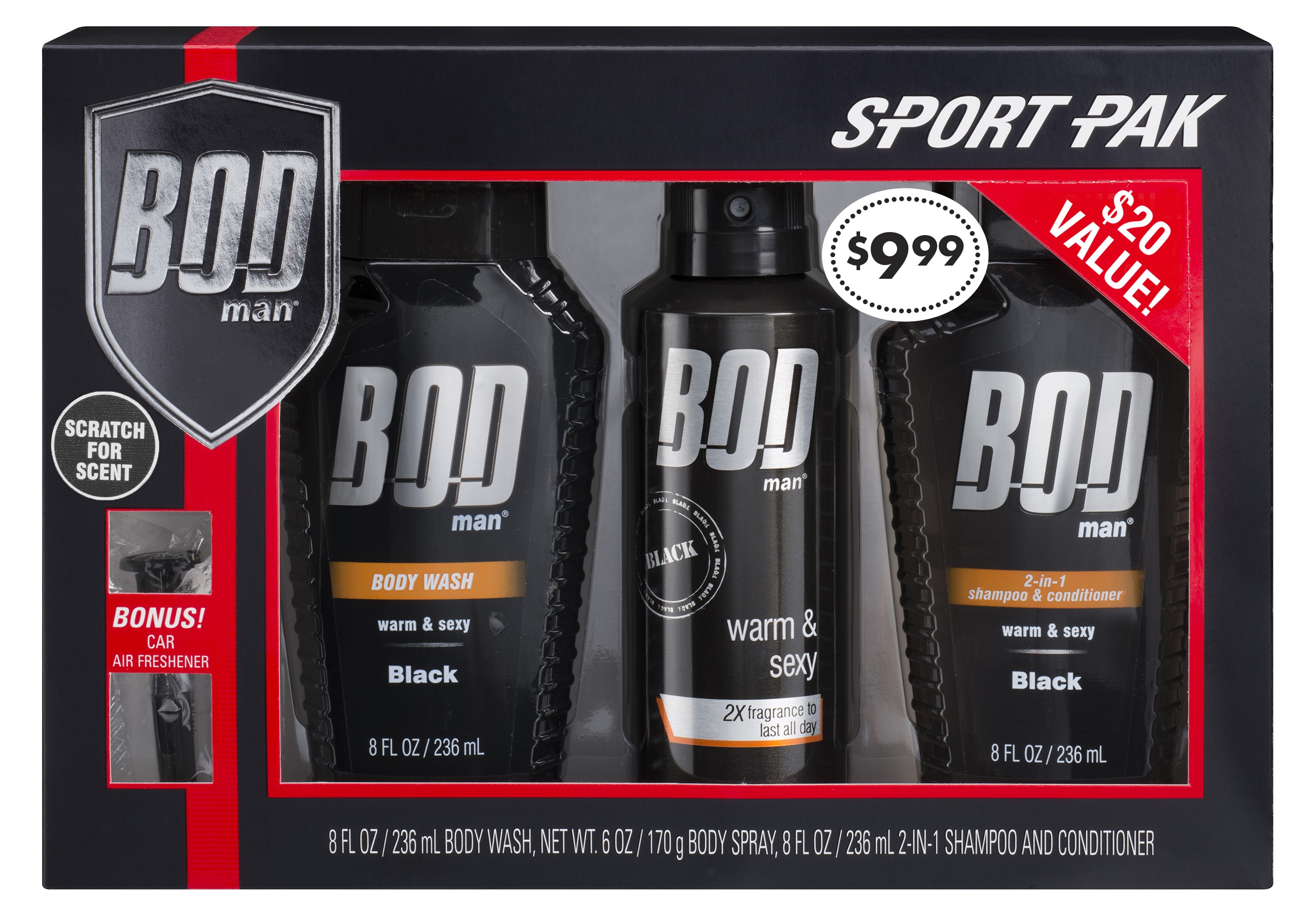 BOD Man Black Warm & Sexy Black 22 Oz. Sport Gift Set Shop Your Way
