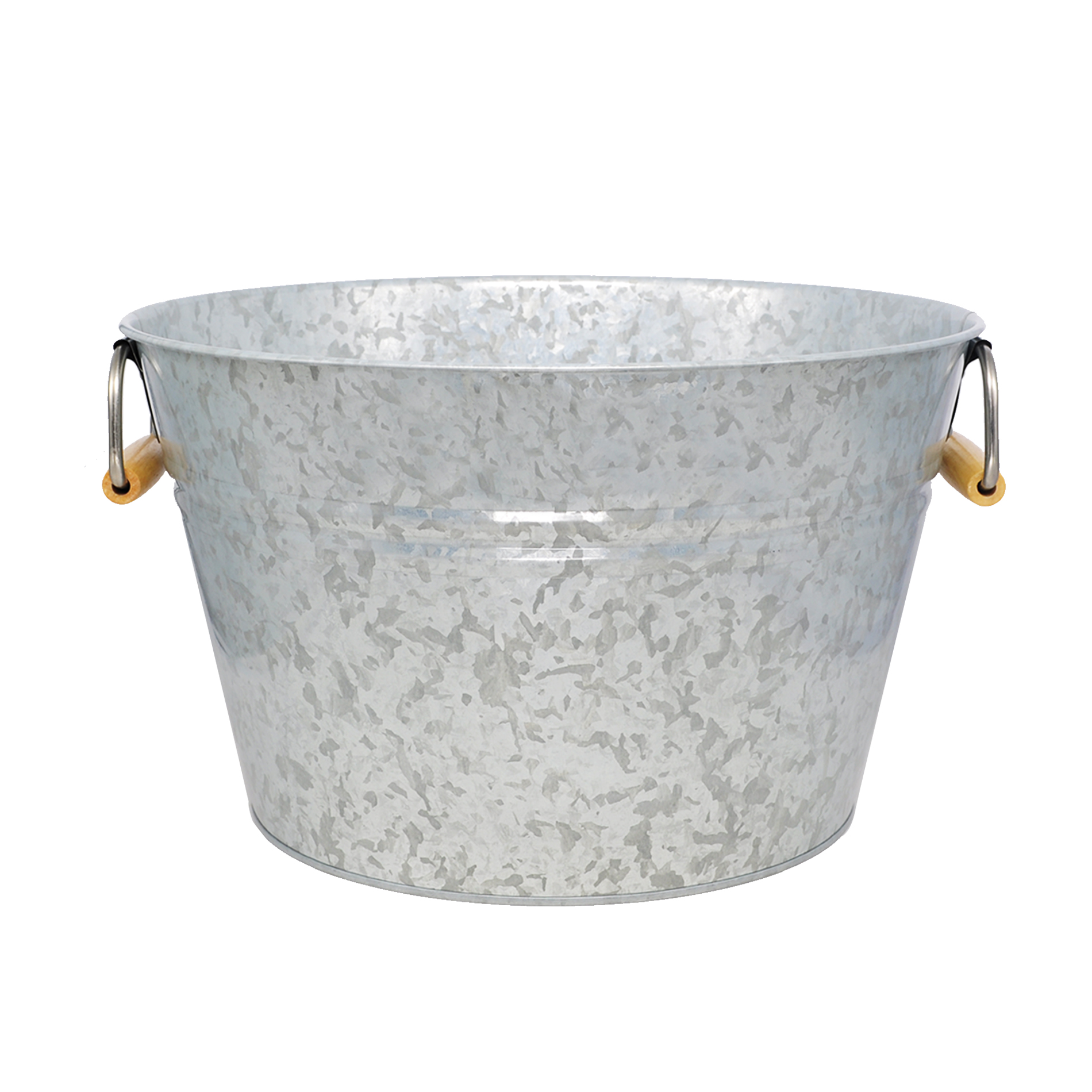 Essential Home Aged Galvanized Steel Round Beverage Tub w/Wood Handle