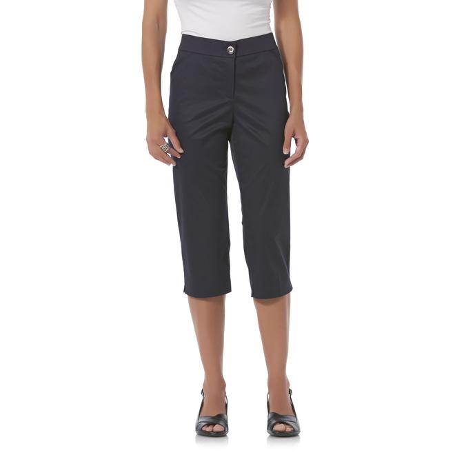 Laura Scott Petite's Tummy Control Twill Capri Pants Clothing, Shoes