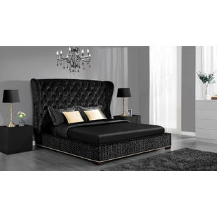 bed velvet upholstered luxe premium dhp beds king queen wingback headboards bedroom tufted headboard gray decorpad overstock furniture leather fabric