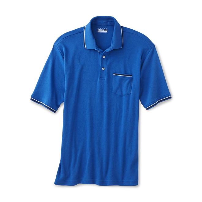 Basic Editions Men's Big & Tall Jersey Knit Polo Shirt
