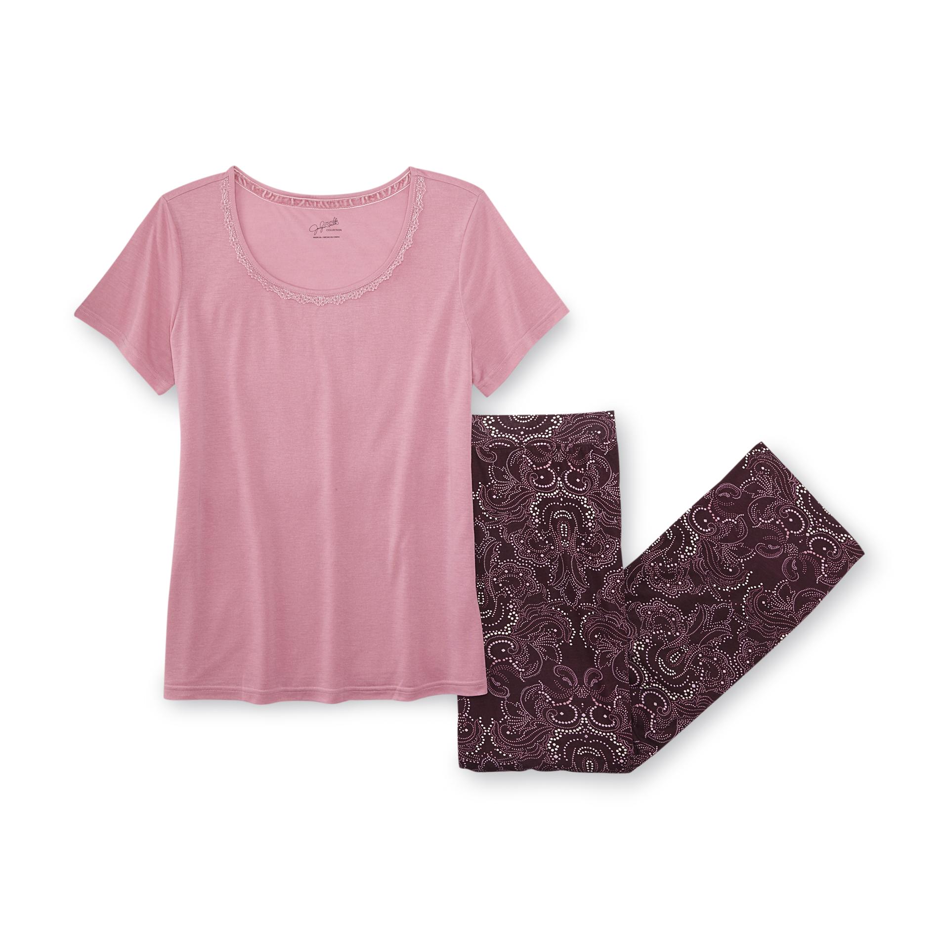 Jaclyn Smith Women's Knit Pajamas Paisley Clothing, Shoes & Jewelry