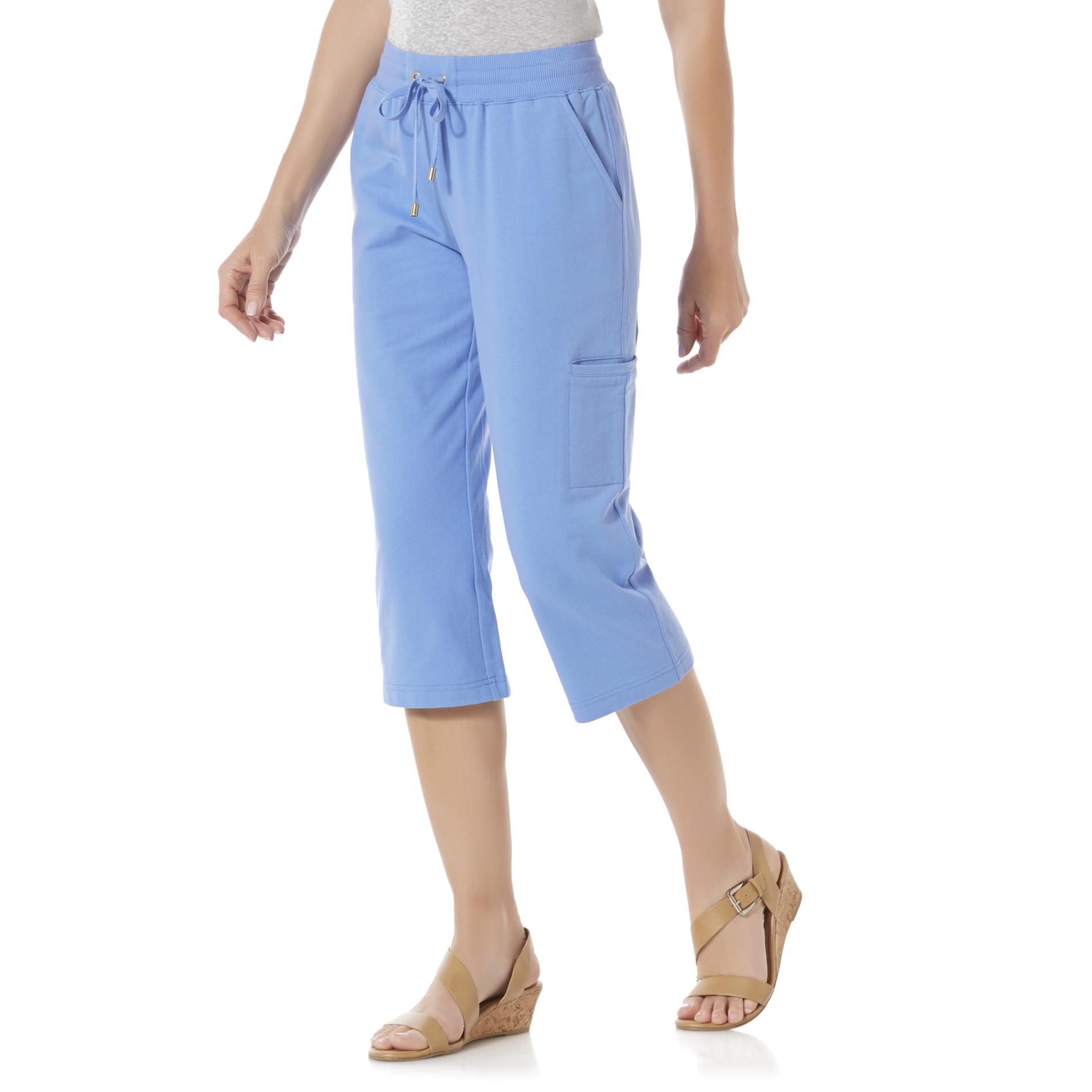 Utoimkio Clearance Women's Wide Leg Cropped Sweatpants Capri Pants Drawstring Jogger Sweat Pants Summer Loose Fit High Waisted Trousers Side Pockets