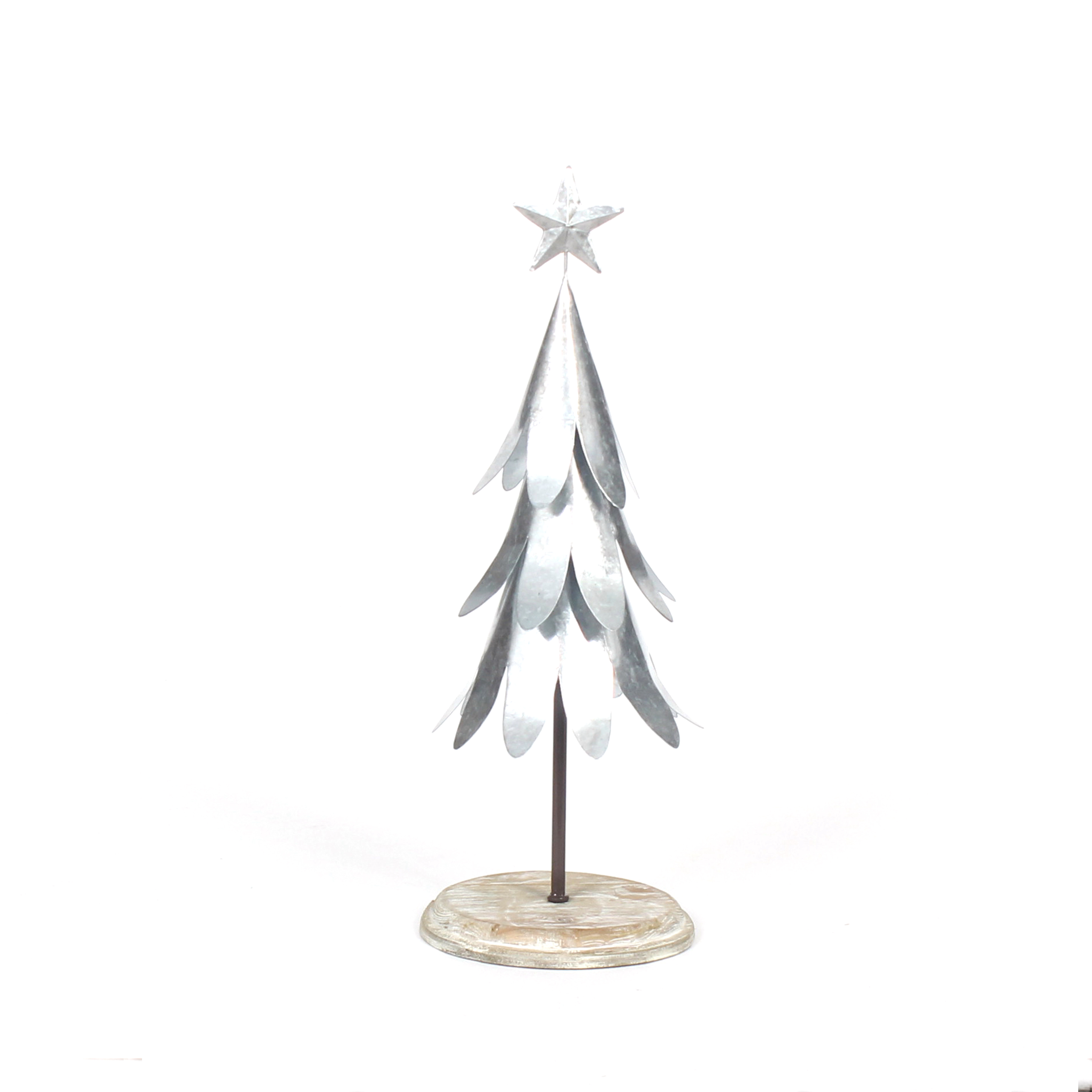 Homestead Holiday 17.50" Metal Tree With Wooded Base Christmas D&#233;cor