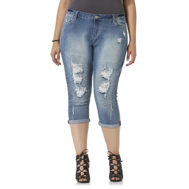Simply Emma Women's Plus Deconstructed Capri Jeans Sears