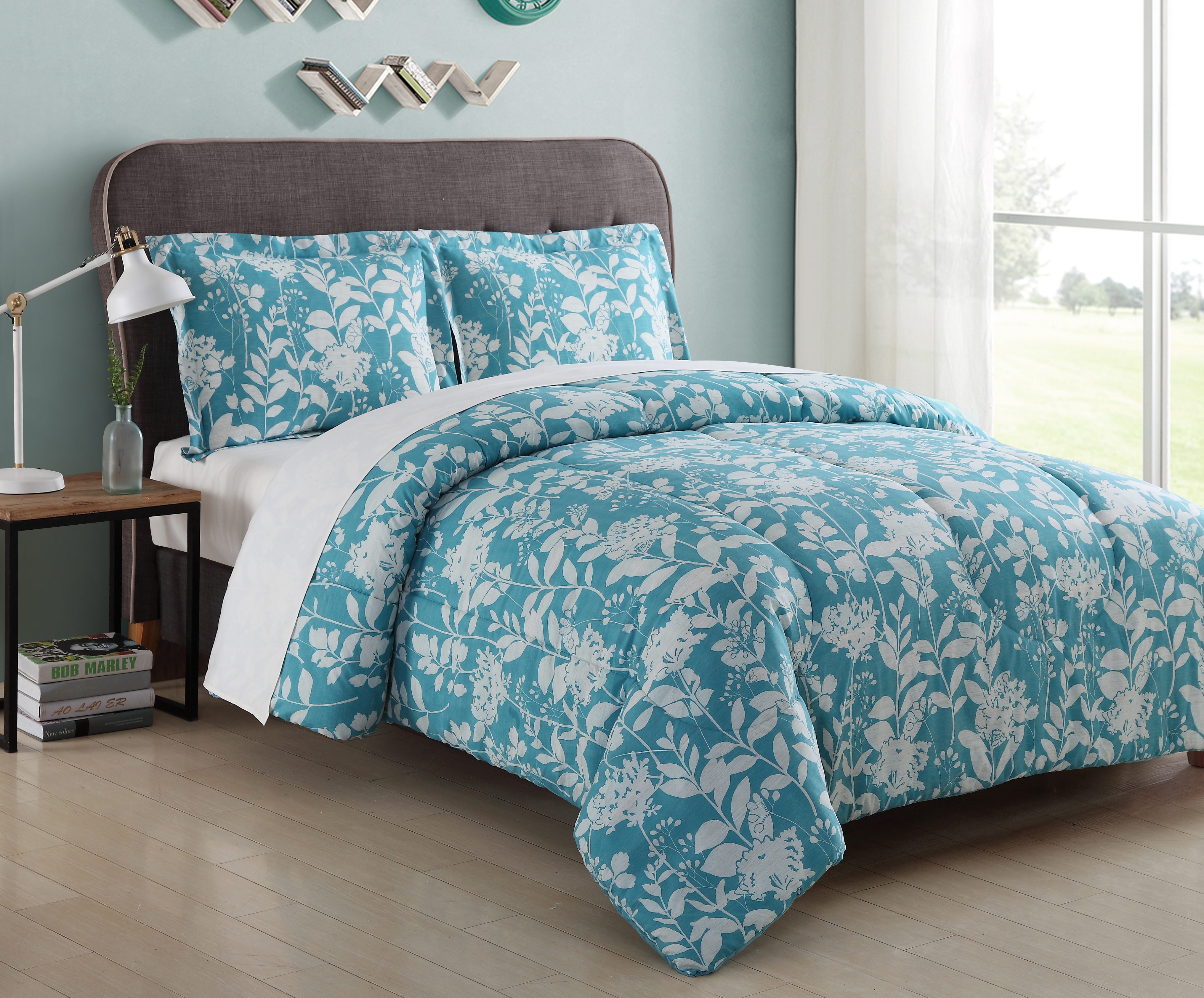 Microfiber Comforter Set - Turquoise Floral