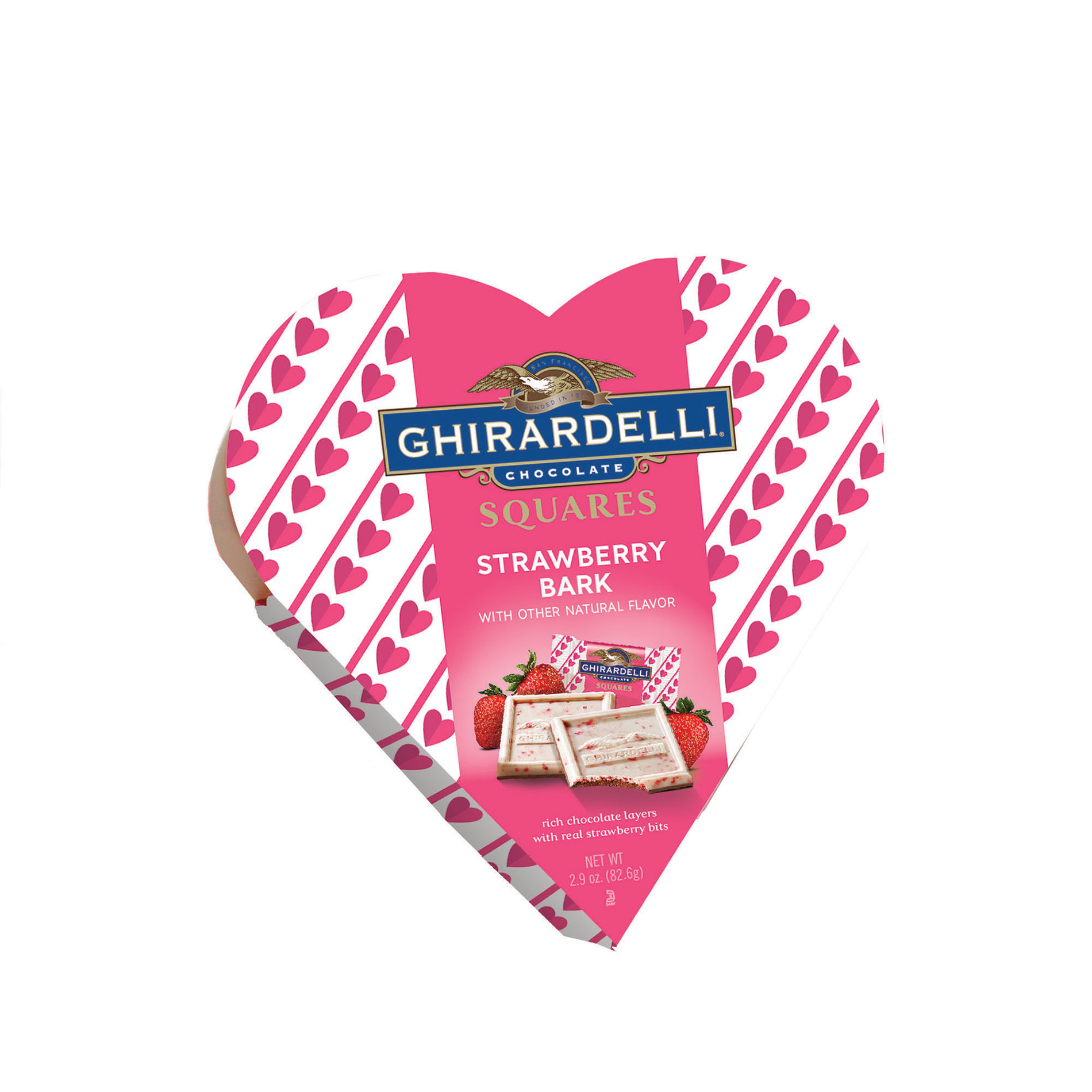 UPC 747599404474 product image for Ghirardelli Strawberry Bark Squares Heart Gift, White | upcitemdb.com