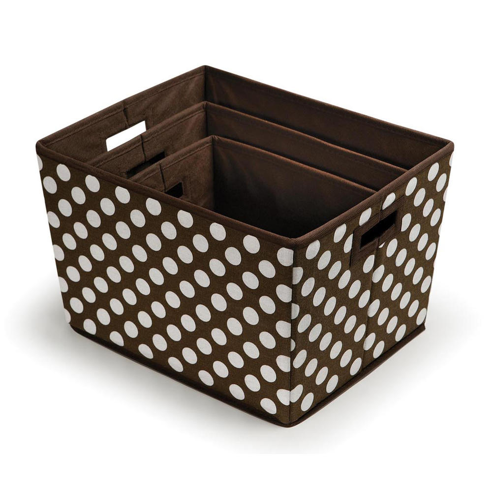 Badger Basket Nesting Trapezoid Three Basket Set - Brown Polka Dots