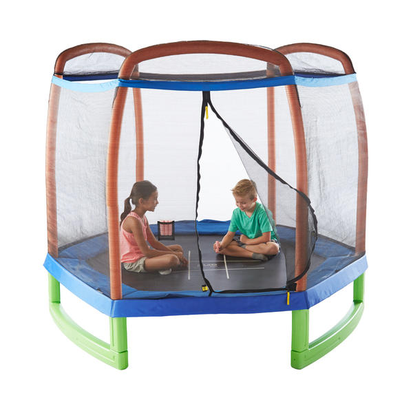 Pure Fun 7ft Kids Trampoline with Enclosure + TicTacToe Toys & Games