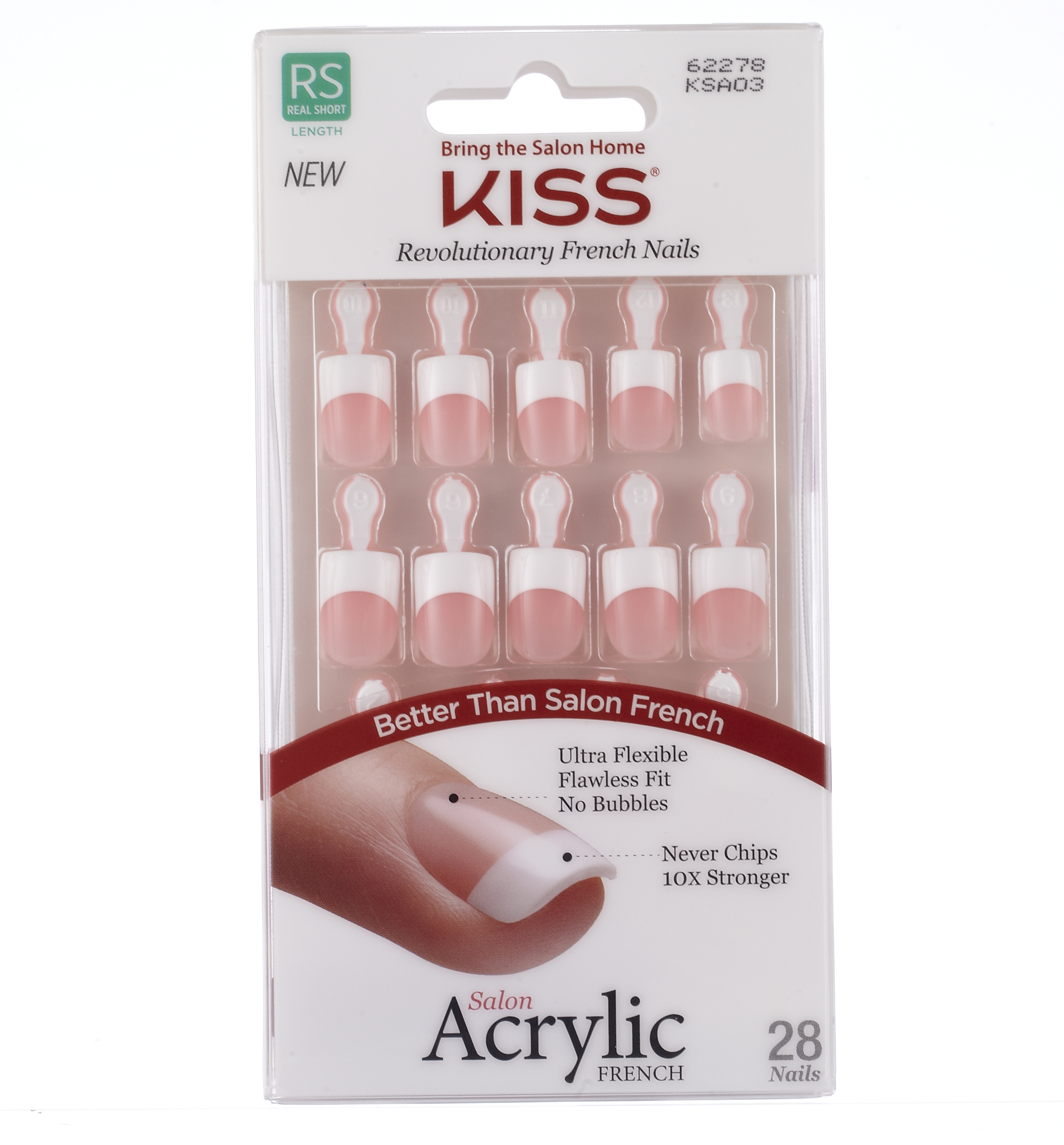 (2 Pack) KISS SALON ACRYLIC NUDE FRENCH NAILS 28 COUNT 