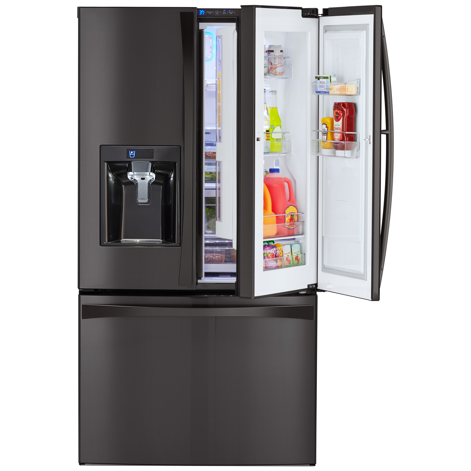Kenmore Elite 73167 28.5 cu. ft. French Door Refrigerator – Black Kenmore Elite Stainless Steel Refrigerator