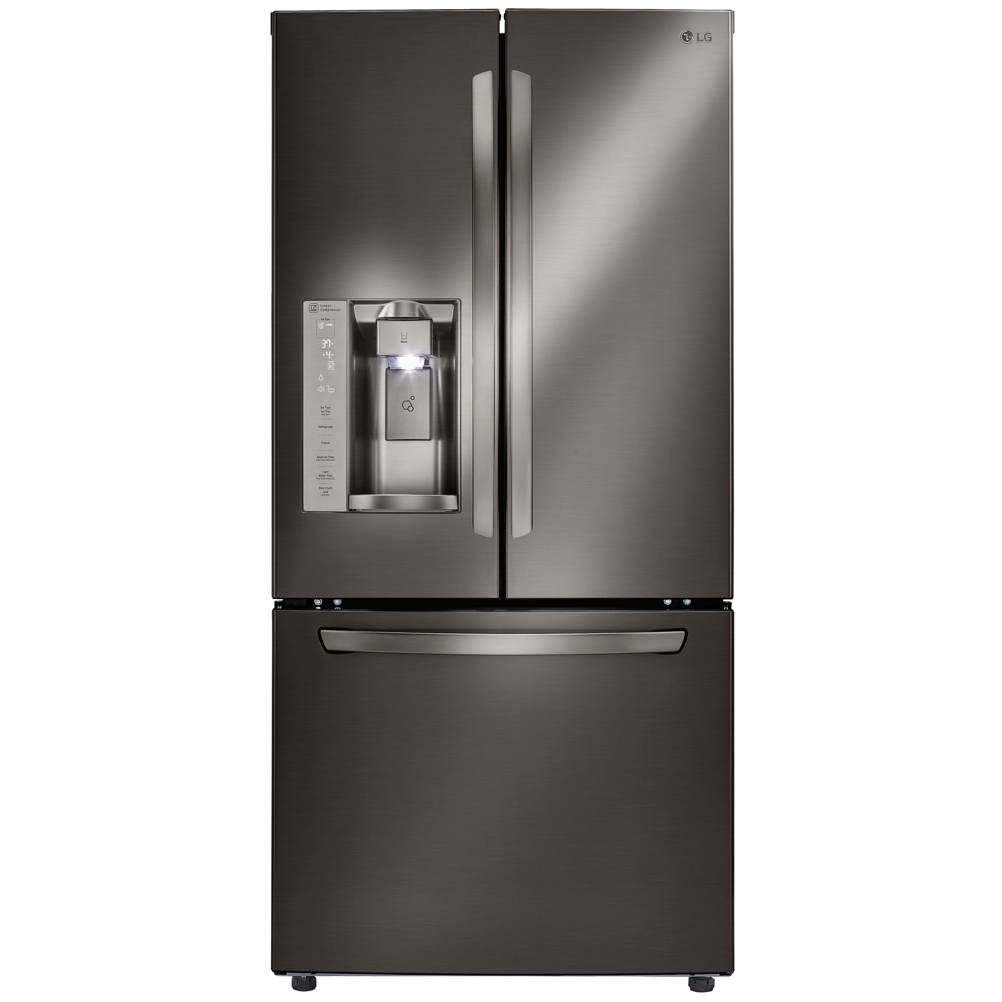 LG LFXS24623D 24.2 Cu. Ft. 33" Wide French Door Refrigerator w/ Ice 33 Inch Wide Black Stainless Steel Refrigerator
