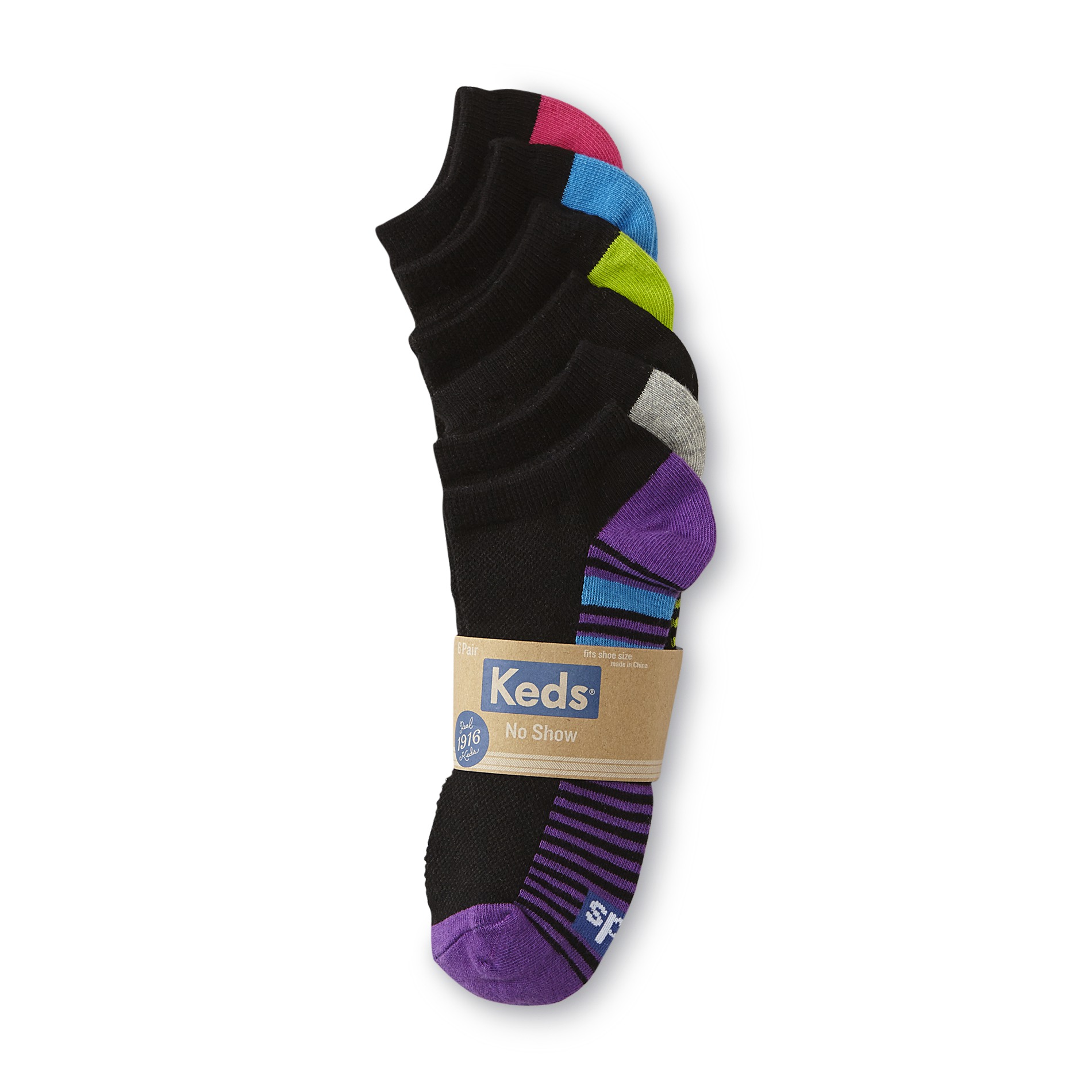 Keds Women's 6Pairs No Show Socks Striped