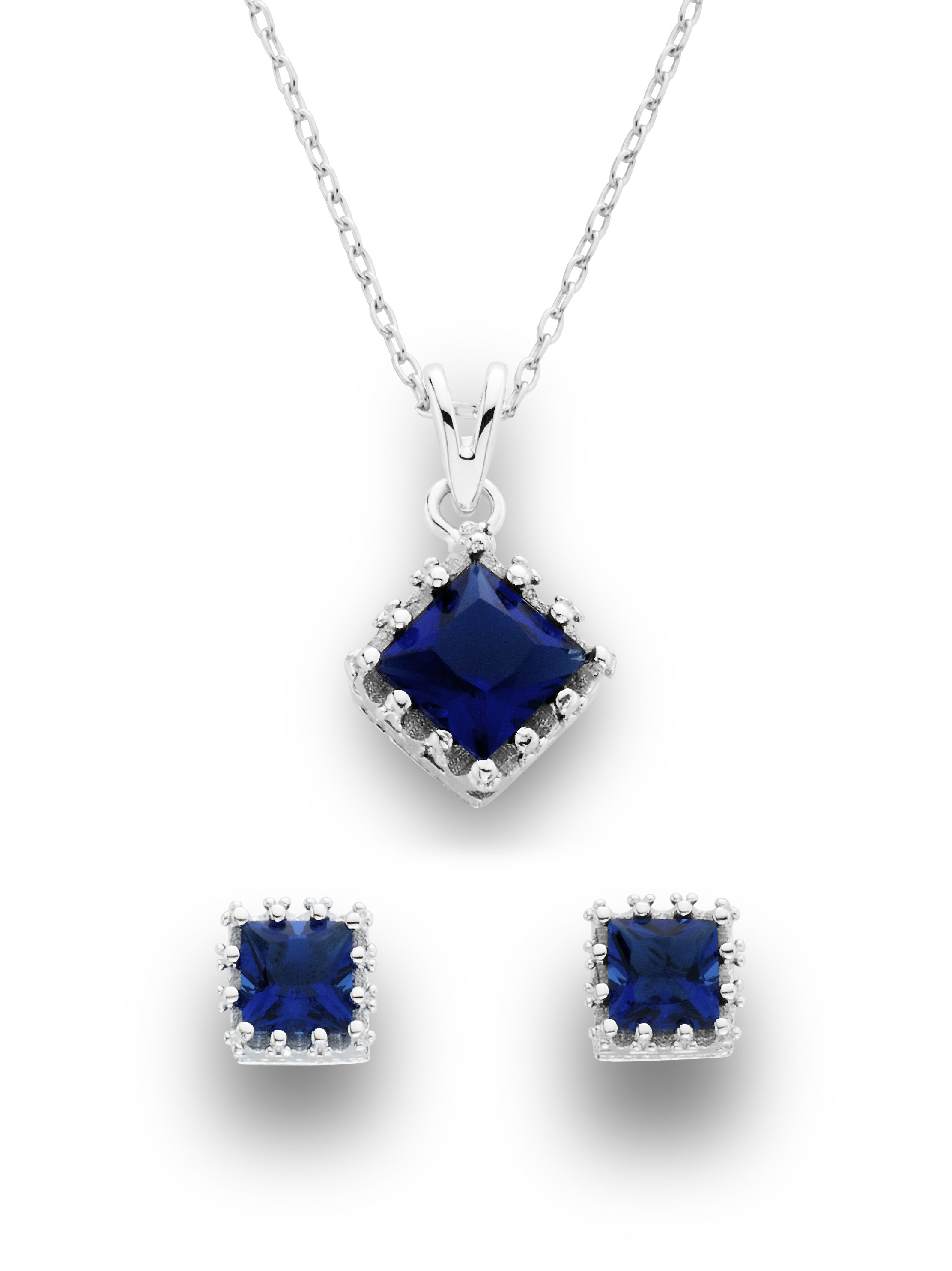 2 Piece Sterling Silver Created Sapphire Earring and Pendant Set Shop Your Way Online