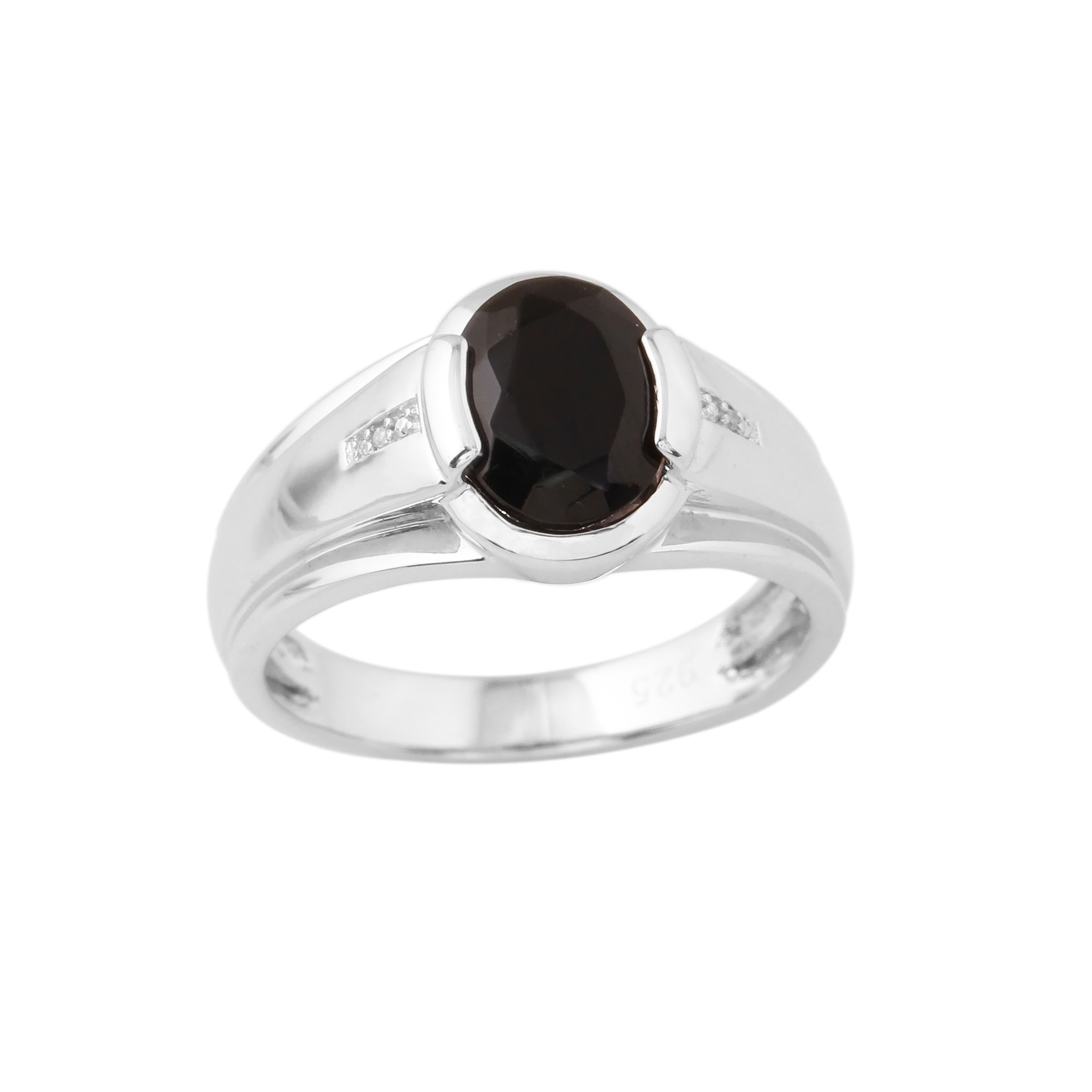 Men's Onyx Sterling Silver and Diamond Accent Ring