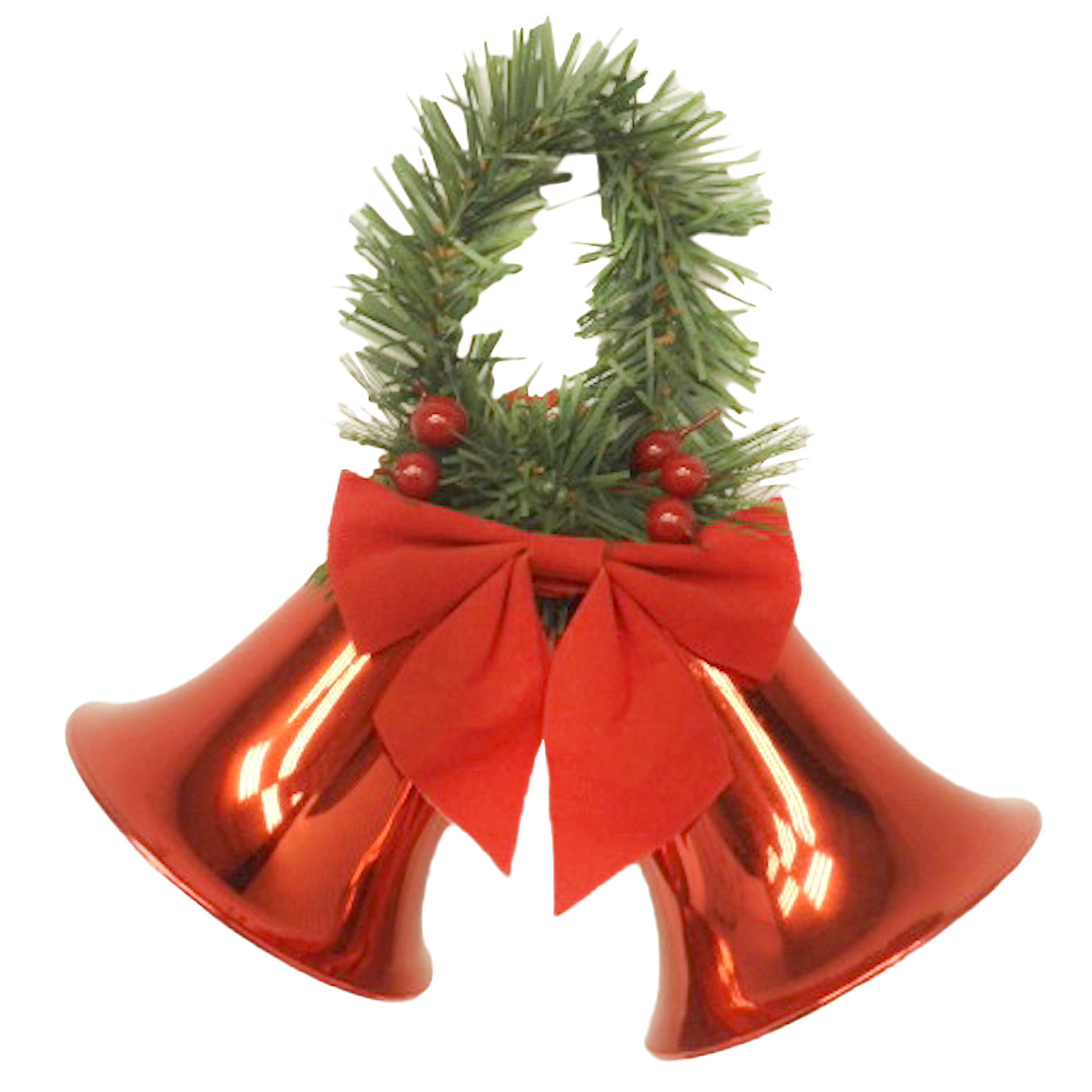 Trim A Home® 112 mm Red Double Smooth Christmas Bells with Red Velvet Bow - Seasonal - Christmas ...