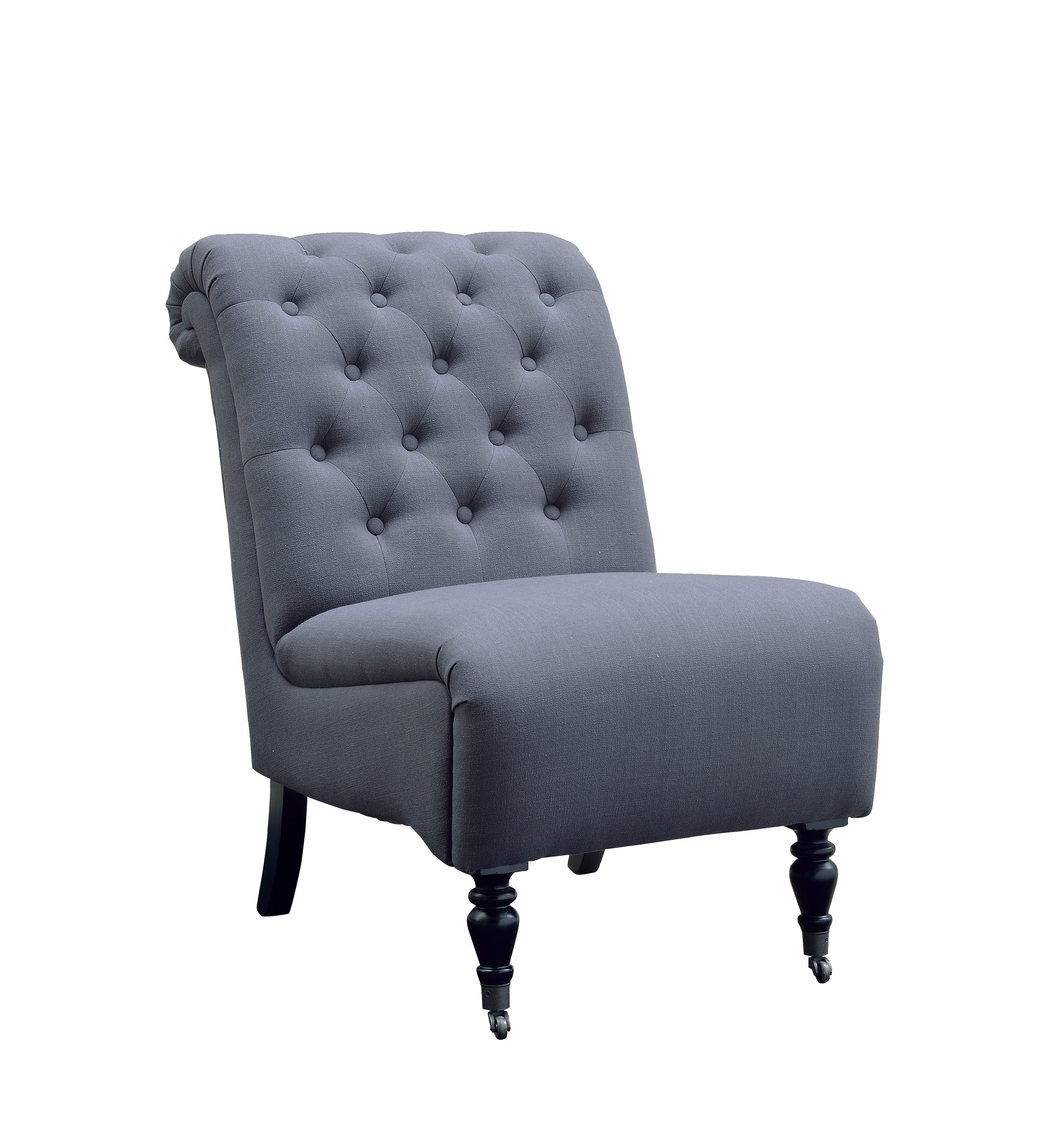 Cora Charcoal Roll Back Tufted Chair